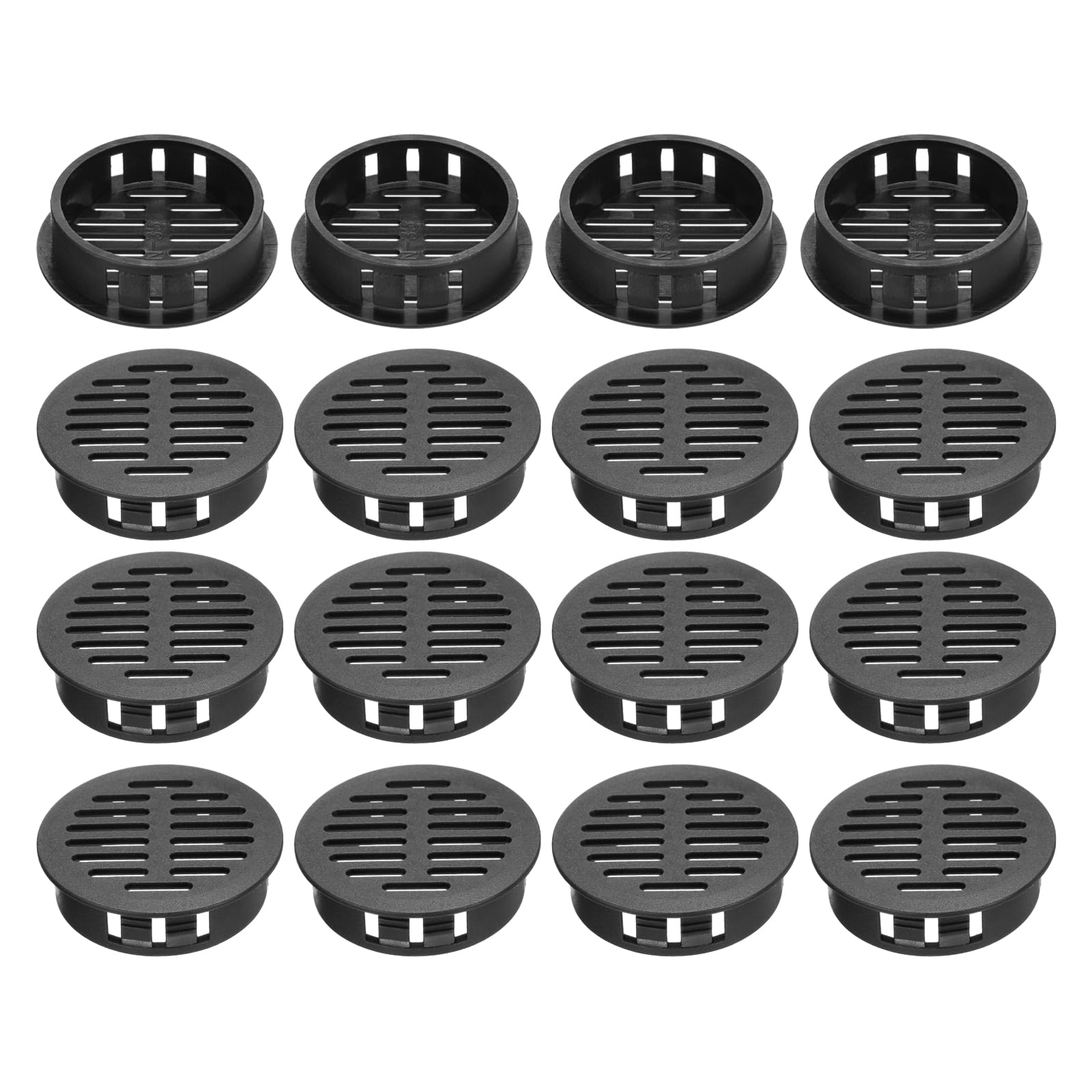 uxcell 20Pcs 35mm/1.4in Black Plastic Circular Soffit Vents - Air Vent Covers for Bathroom, Home, Office, Kitchen, Cabinet & Wardrobe - Improve Airflow & Prevent Moisture Build-Up