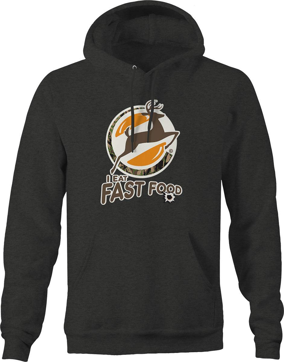 Bold Imprints Fast Feed Hunting Hoodies for Men - Gray Camouflage Pullover for Outdoor & Winter Activities