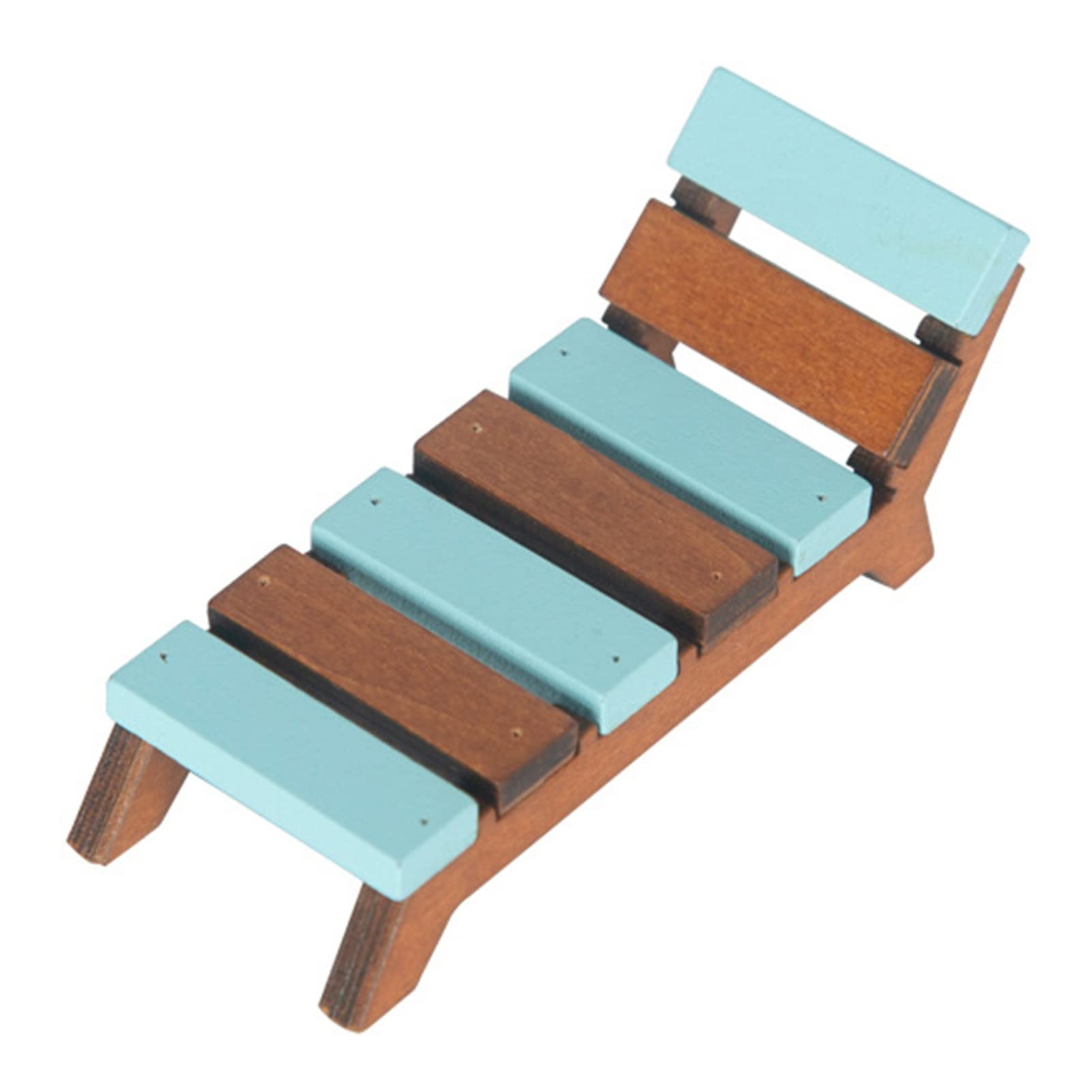 Sarkoyar Mini Beach Chair - Compact Dollhouse Furniture, Adorable Blue Brown Lounge Chair for Gardening, Beach, and Home Decoration