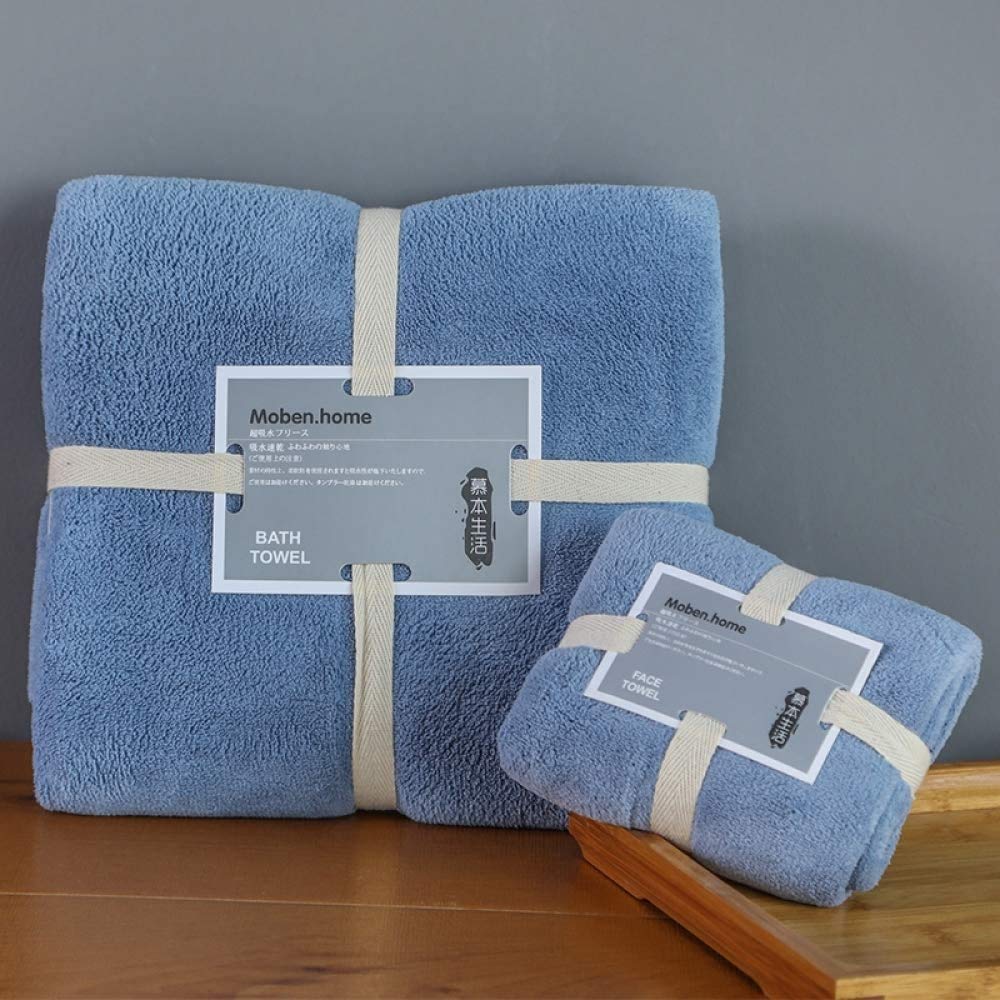 Premium NIANXINN Ultra Soft Bath Towels 2-Pack - Oversized Extra Large Microfiber Cotton Towel Set - Super Absorbent, Quick Dry - Perfect for Spa, Beach, Gym & Luxury Bathroom (Denim Blue)