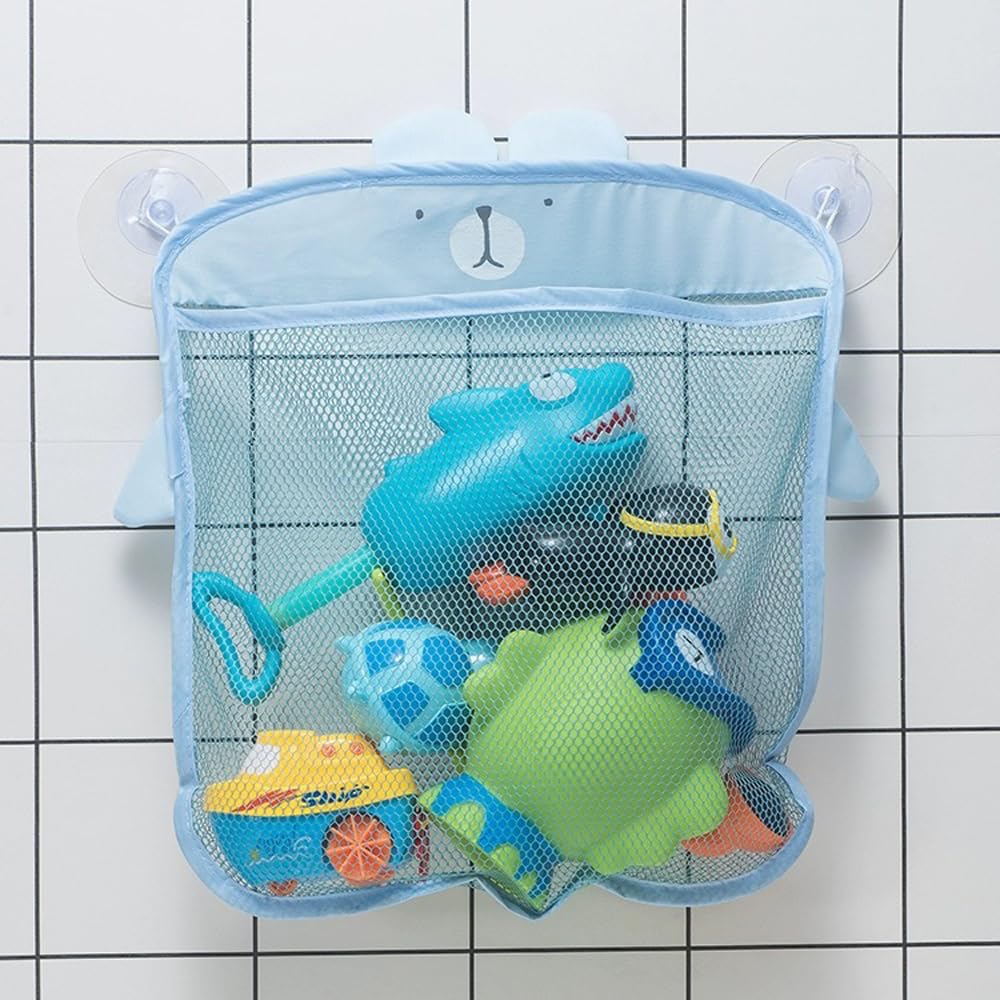 2-Pack Bath Toy Storage Net with 4 Adhesive Hooks - Organize Bathtub Toys & Keep Bathroom Clutter-Free - Perfect for Kids' Bath Time & Shower Organization