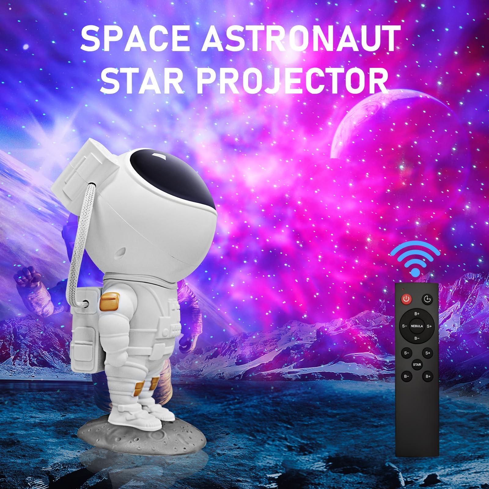 Astronaut Star Projector - Galaxy Night Light for Bedroom & Game Room | Nebula Ceiling Projection Light for Adults | Perfect for Home Decor, Parties & Relaxation | Create Stellar Atmosphere for Sleep, Gaming & Entertainment