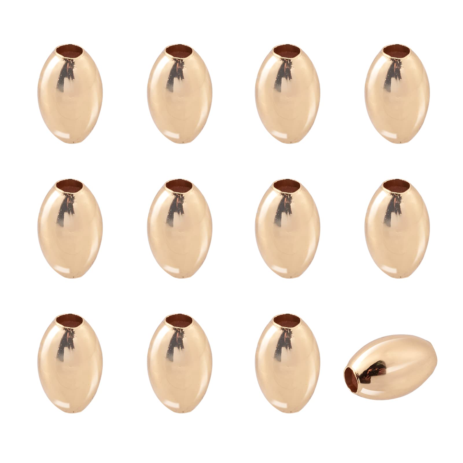 Craftdady 20pcs 18K Gold Plated Oval Spacer Beads 6x4mm - Smooth Metal Tiny Rice Loose Beads for Jewelry Making DIY (1mm Hole) - Perfect for Bracelets, Necklaces & Earrings