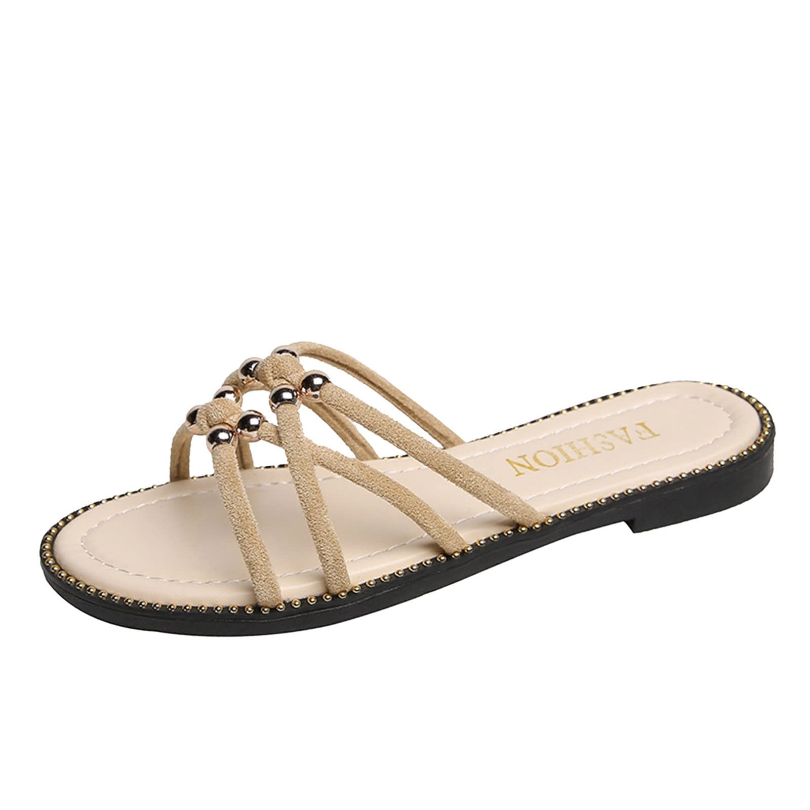 MLAGJSS Women's Dressy Flat Sandals - Summer Casual Cross Strap Slippers for Beach, Vacation & Everyday Wear | Comfortable Women's Fashion Footwear