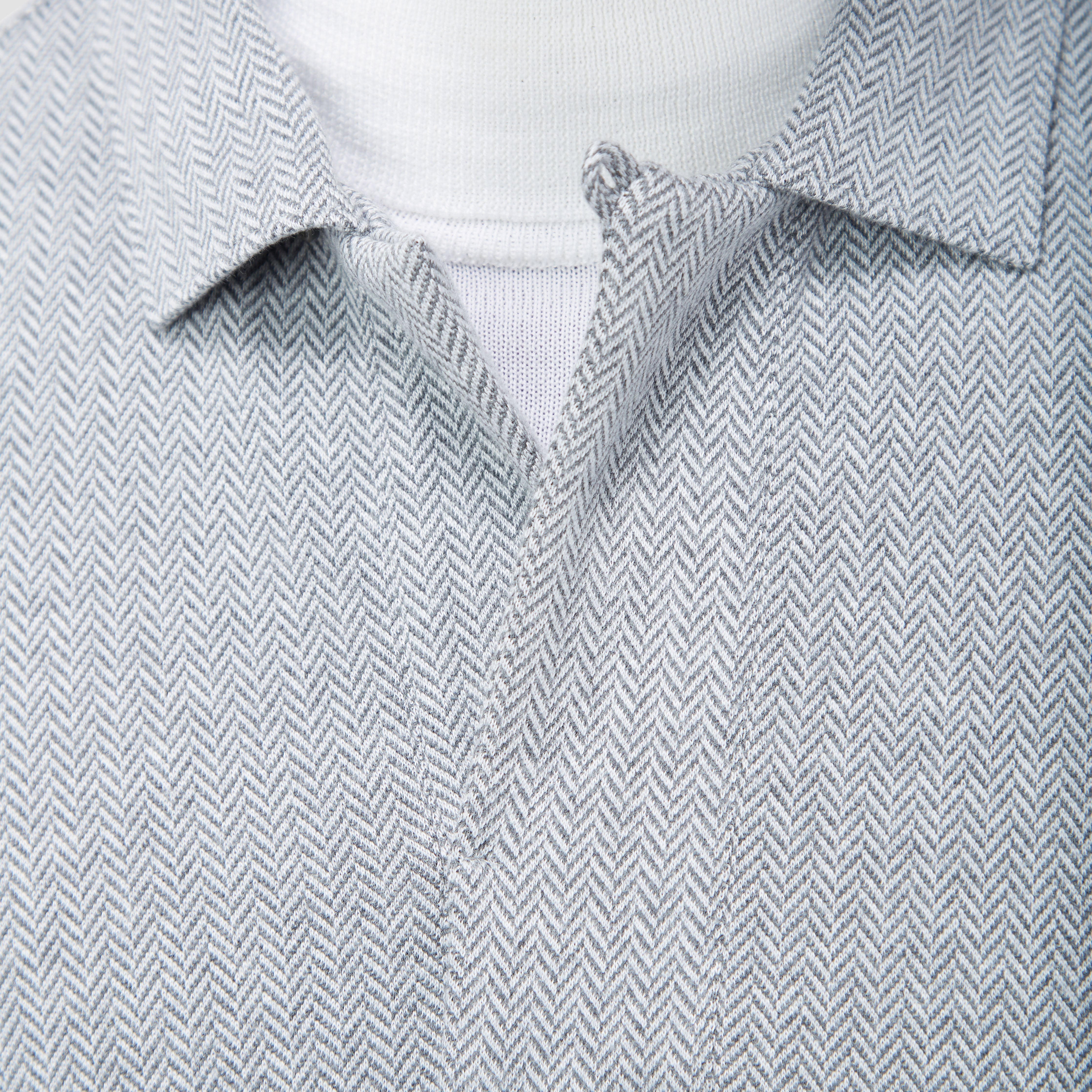 Men's Herringbone Pattern Long Sleeve Polo Shirt - Casual Button Down Collar Top for Work, Office & Business Meetings | Breathable Comfort Fit for Fall & Winter Seasons