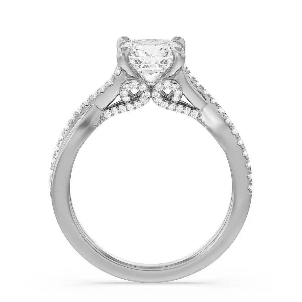 Princess Cut Moissanite Twisted Band Engagement Ring with Hidden Accents - Elegant Wedding Jewelry for Brides, Anniversary Gifts & Proposal Scenes