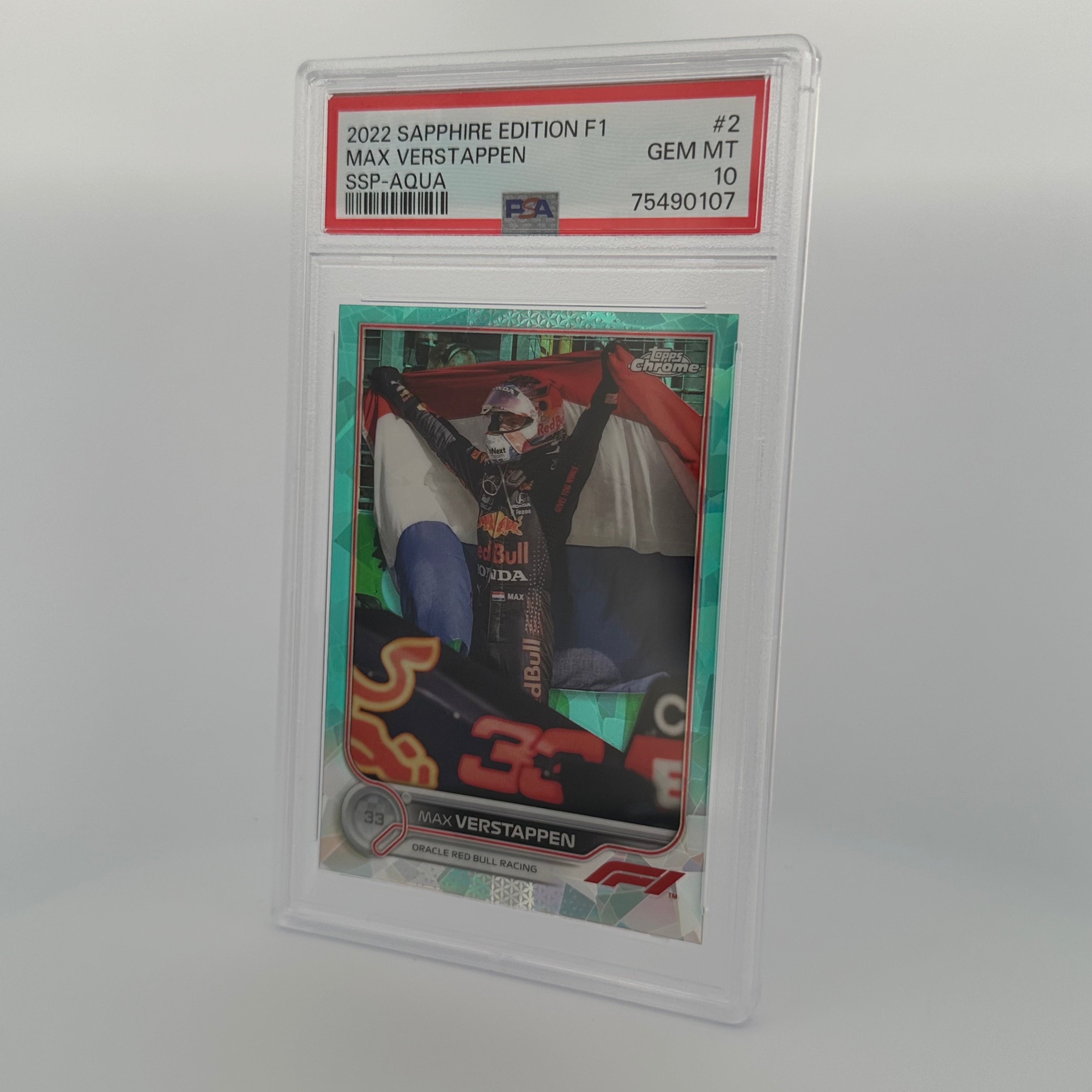 PSA 10 MAX VERSTAPPEN #2 SAPPHIRE EDITION SSP AQUA /99 - Rare Trading Card for Collectors & F1 Fans - Perfect for Display, Investment & Memorabilia Collections