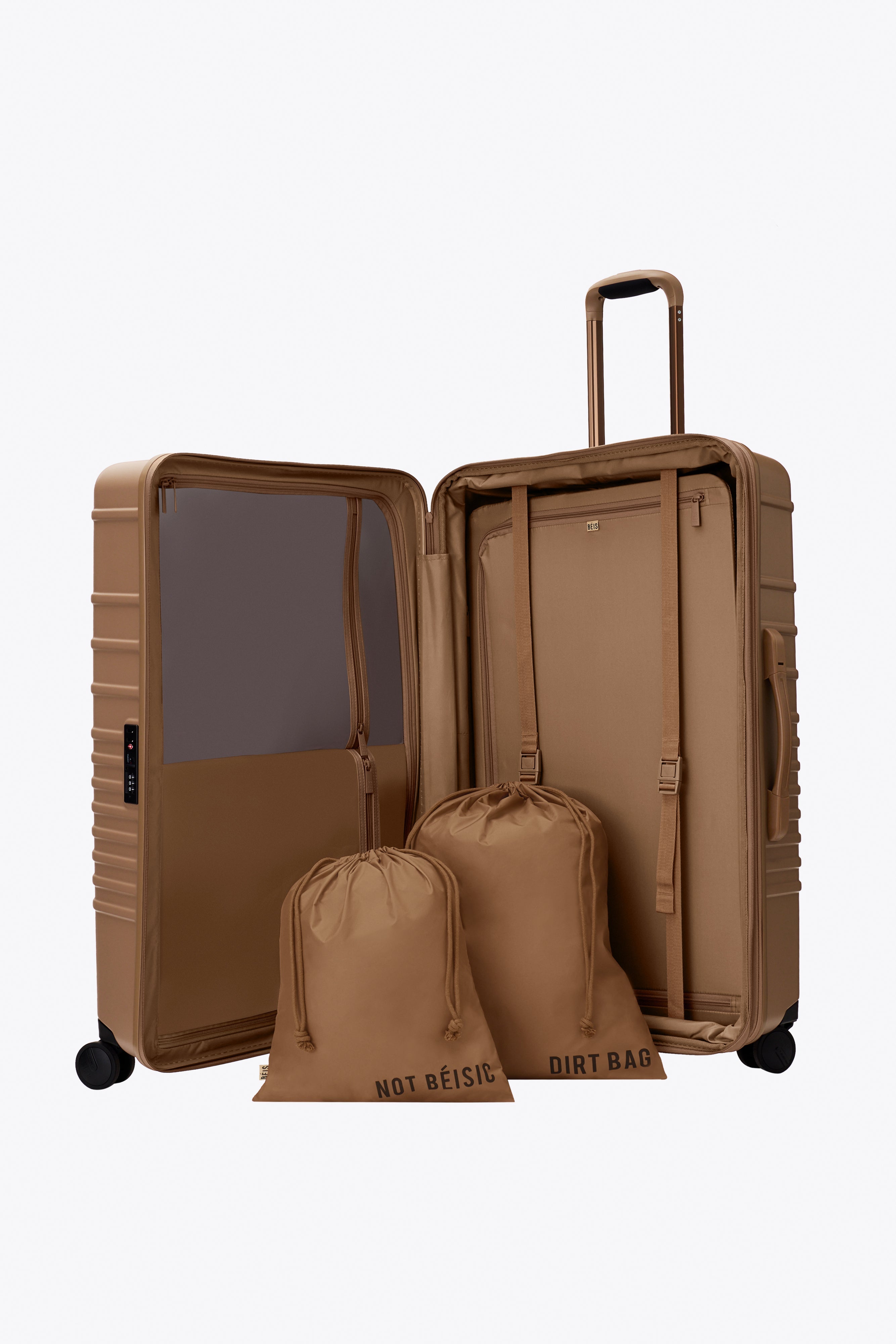 Large Check-In Roller Suitcase in Camel Color - Spacious Luggage for Travel, Business Trips & Vacations | Durable Wheels & Smooth Rolling Design