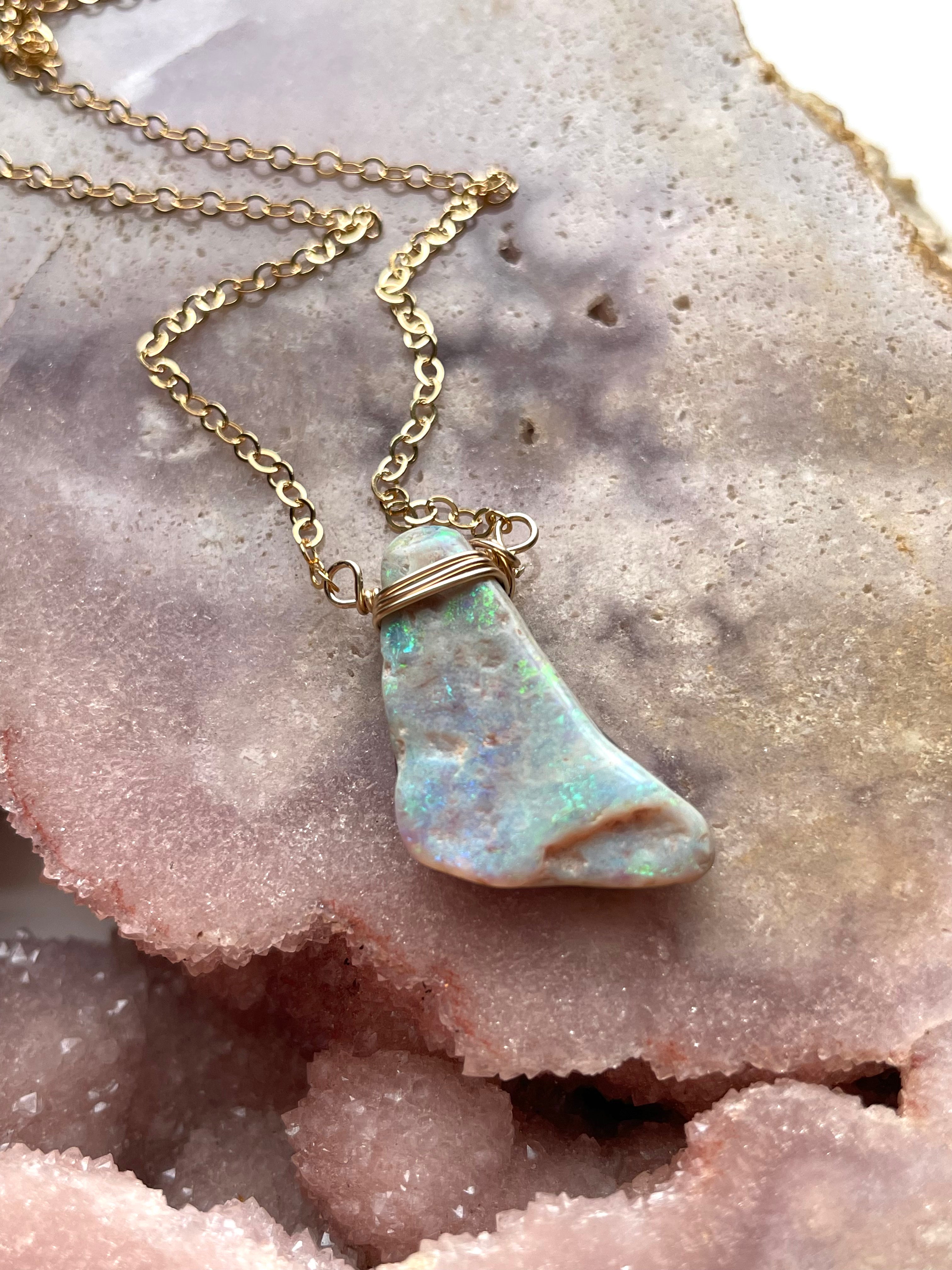 Australian Opal Doublet Pendant Necklace - 14K Gold Filled Women's Jewelry for Gift, Wedding & Special Occasions