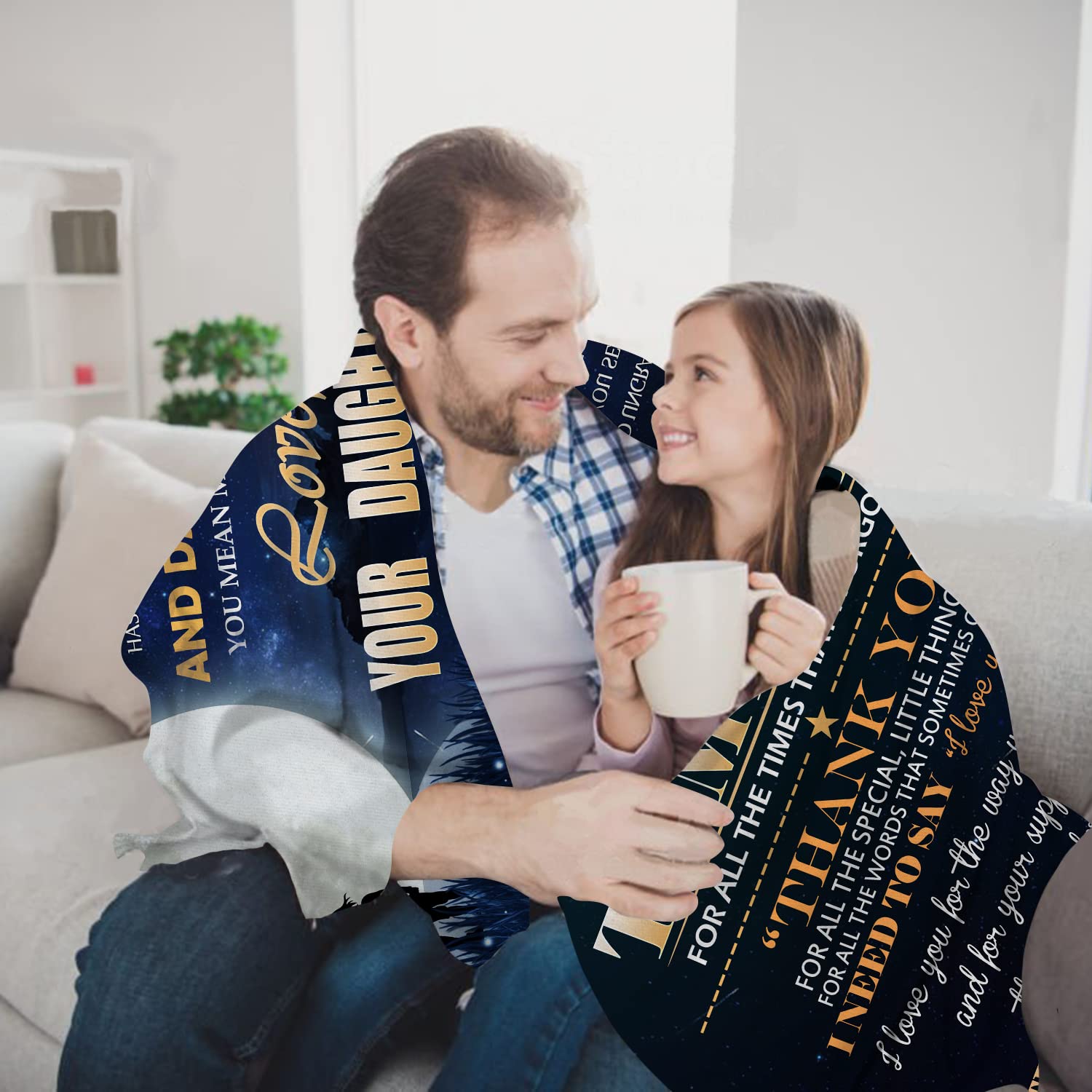 Personalized Birthday Gifts for Dad from Daughter - Soft Fleece Blanket with Heartwarming Message - Perfect Father's Day Present for Dad - Great for Couch, Bed & Family Movie Nights