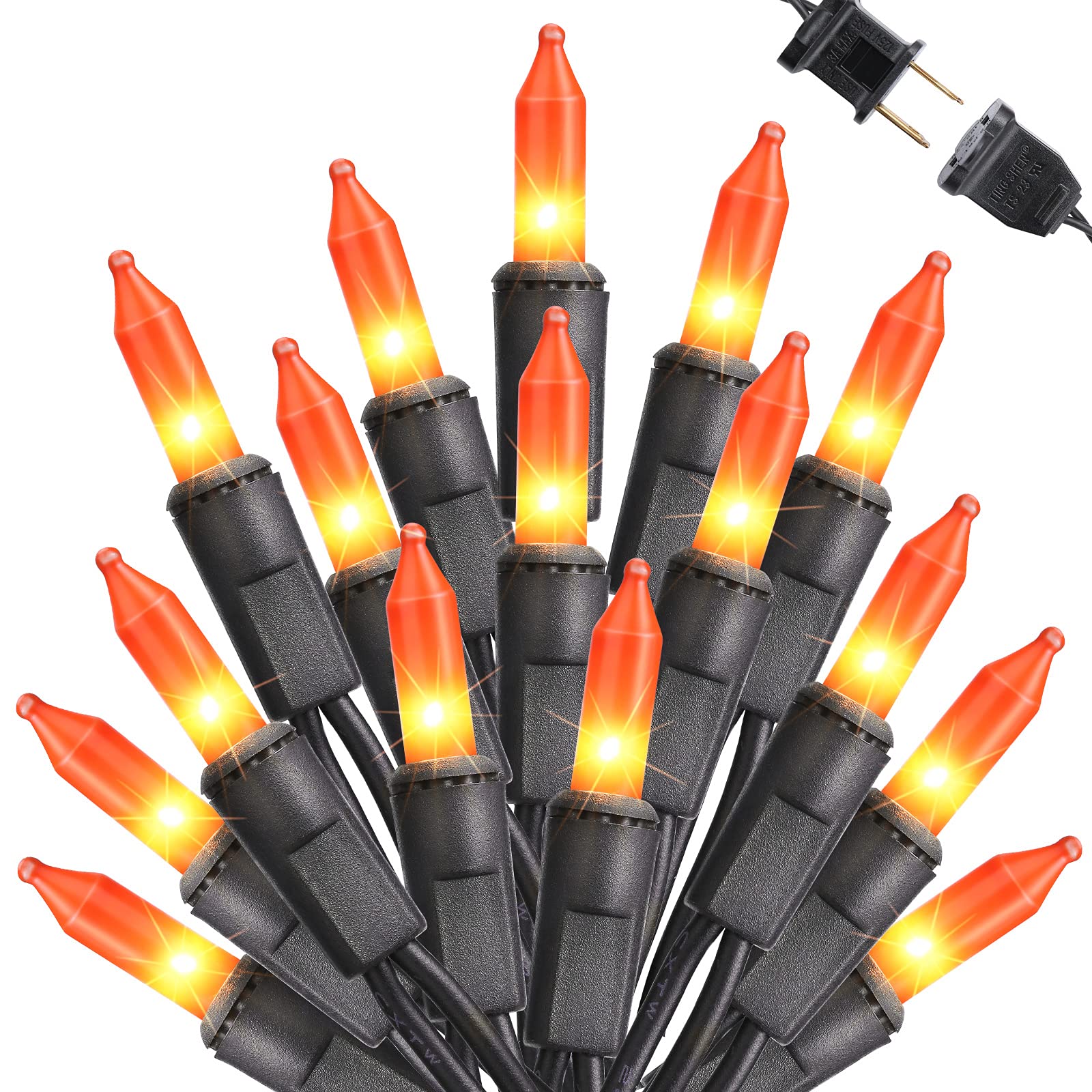 Toodour 25ft 100-Count Orange Halloween String Lights - UL Certified Connectable Mini Bulbs for Indoor & Outdoor Decor - Perfect for Home, Garden, Porch, Halloween Party & Holiday Decorations