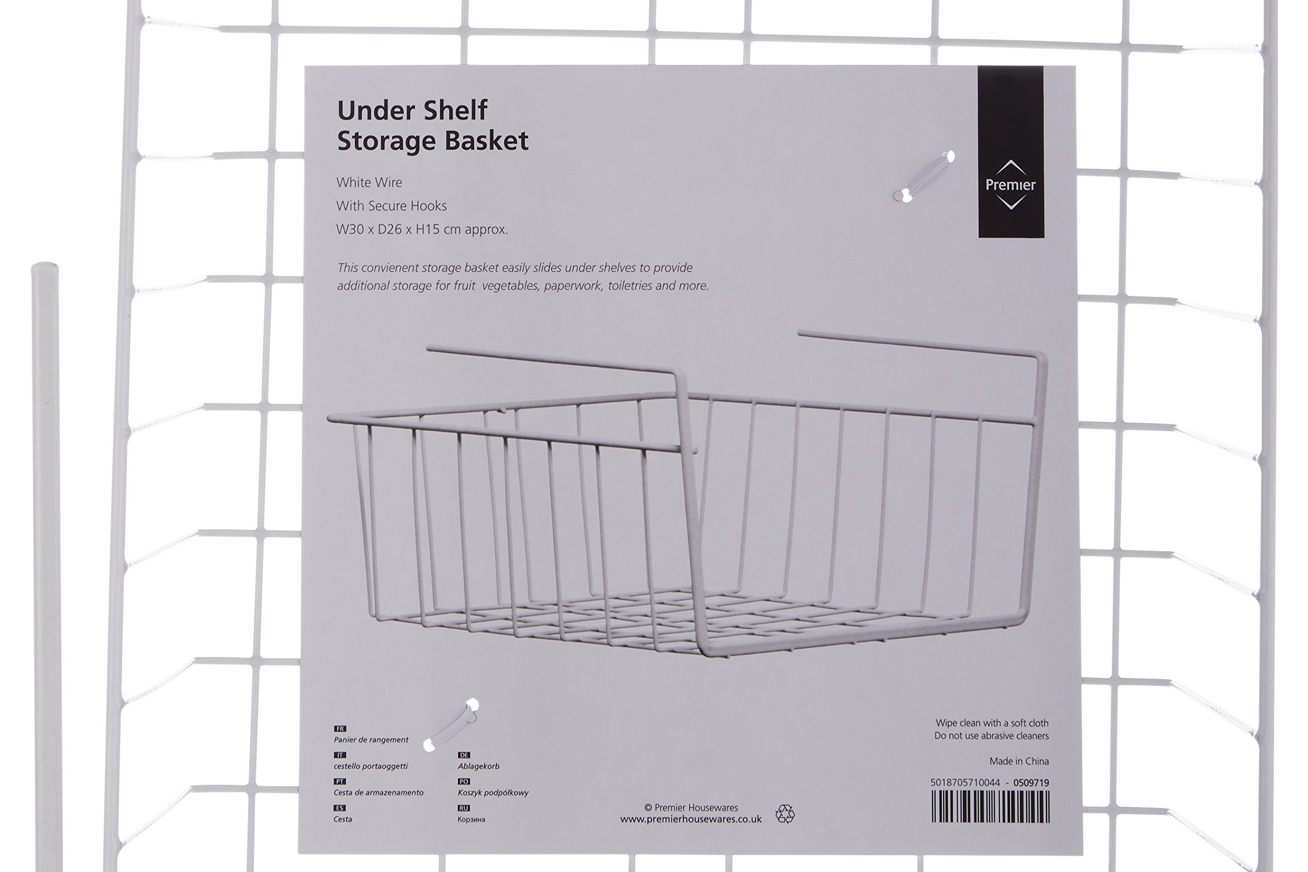 Premium Under Shelf Storage Basket - White Pantry Organizer for Cupboards & Shelves (29cm) - Perfect for Kitchen, Bathroom & Closet Organization