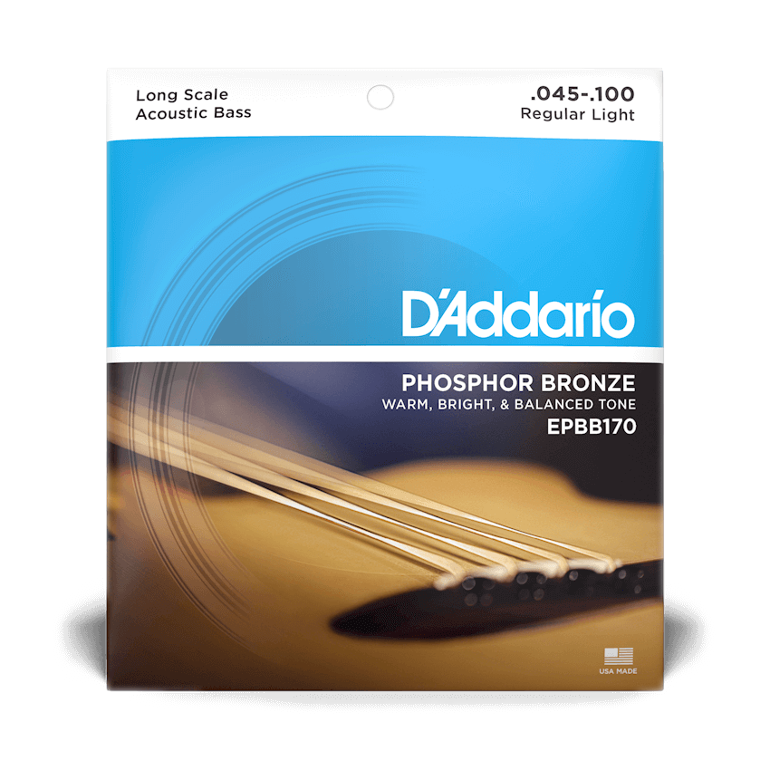 D'Addario EPBB170 Phosphor Bronze Acoustic Bass Strings Set - 45-100 Gauge for Warm, Rich Tone - Perfect for Studio Recording & Live Performances