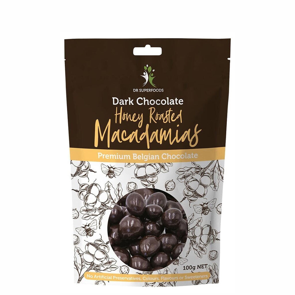 DR SUPERFOODS Honey Roasted Macadamia Nuts Covered in Premium Dark Chocolate - Healthy Snack for Weight Loss, Keto Diet & Gift Giving
