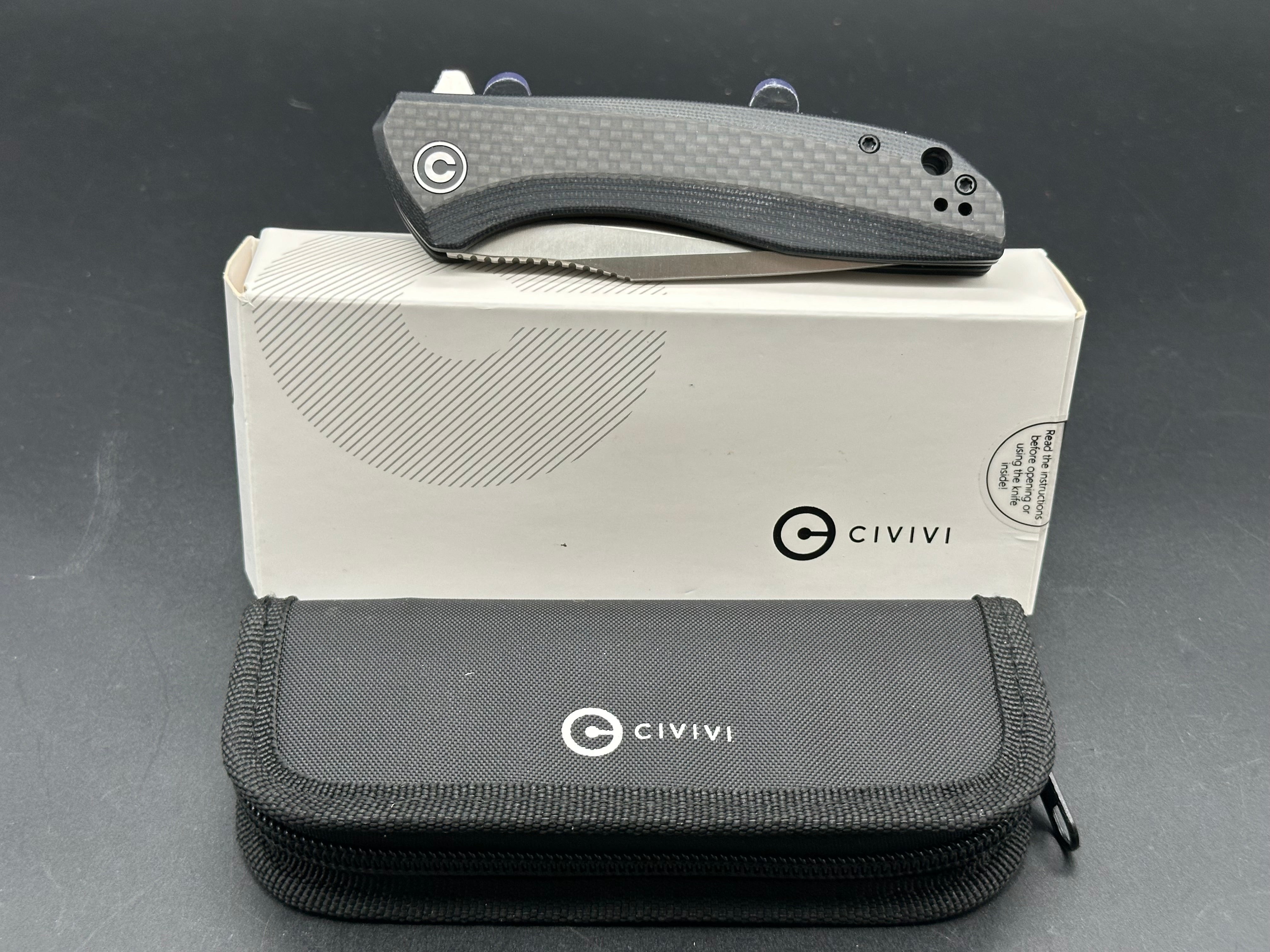 CIVIVI Baklash Flipper Liner Lock Knife - G10/Carbon Fiber Handle, 3.5