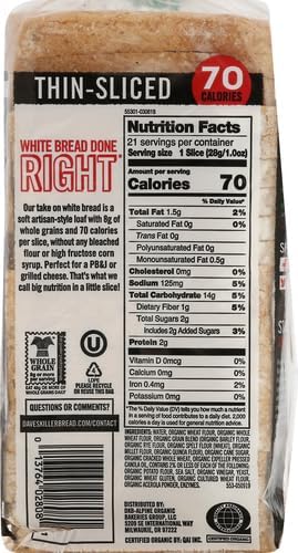 2 Pack - Dave's Killer Bread Organic White Bread, Artisan-Style, 24 oz Loaf (70 Cal/Slice) - Perfect for Sandwiches, Toast & Healthy Breakfasts