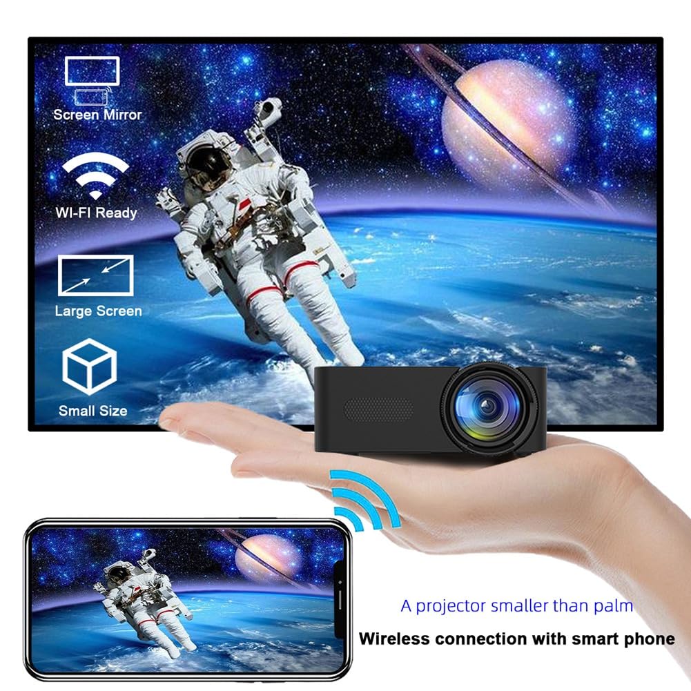 Lwaviwer YT100 Mini Home Projector - Portable HD Movie Projector with Wireless Phone Connectivity for Indoor/Outdoor Movie Nights, Gaming & Home Theater Entertainment