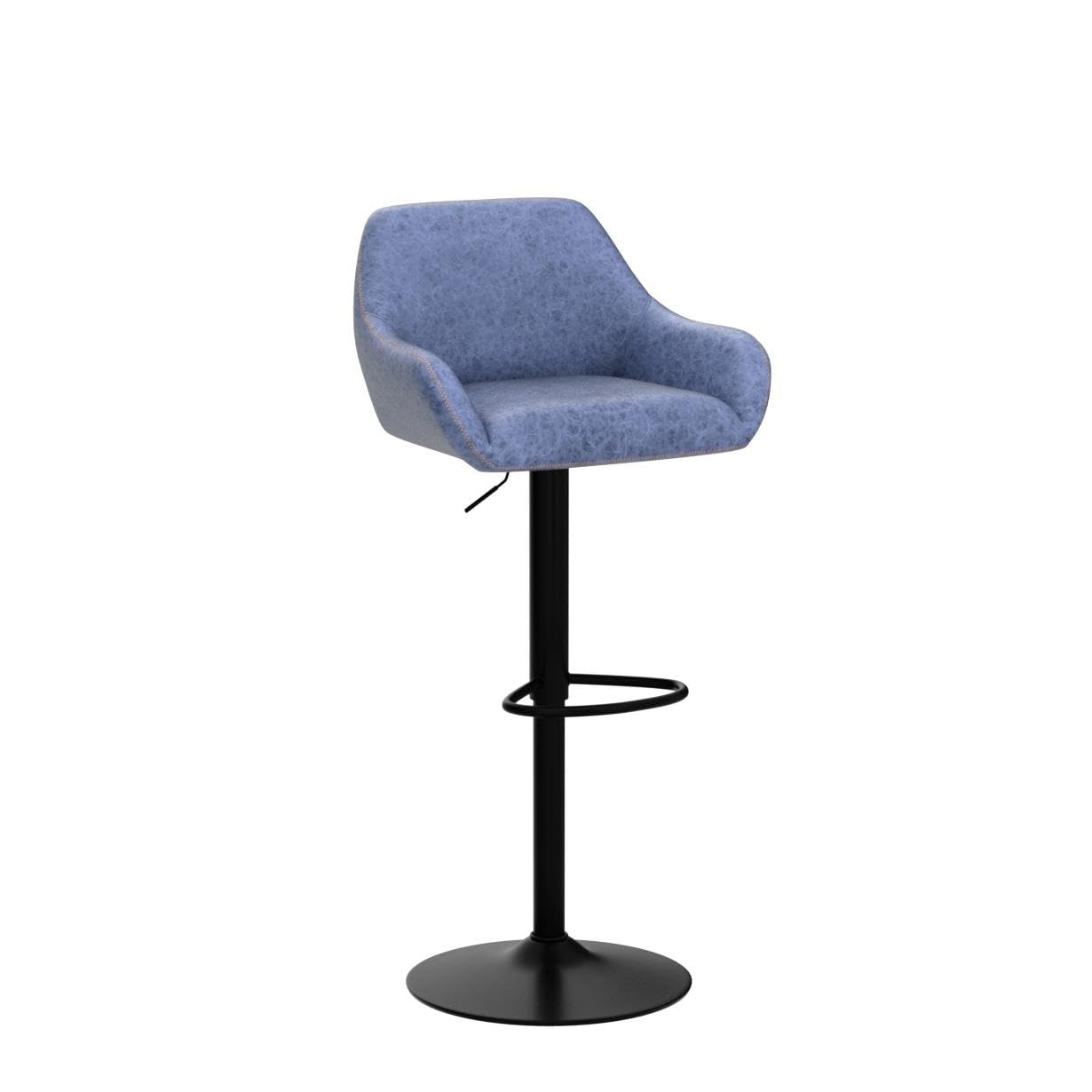 Yaheetech 4-Pack Adjustable Swivel Bar Stools with PU Leather Seat, Backrest & Footrest - Counter Height Kitchen Island Stools for Home, Restaurant & Bar - Modern Blue Bar Chairs for Dining & Entertaining