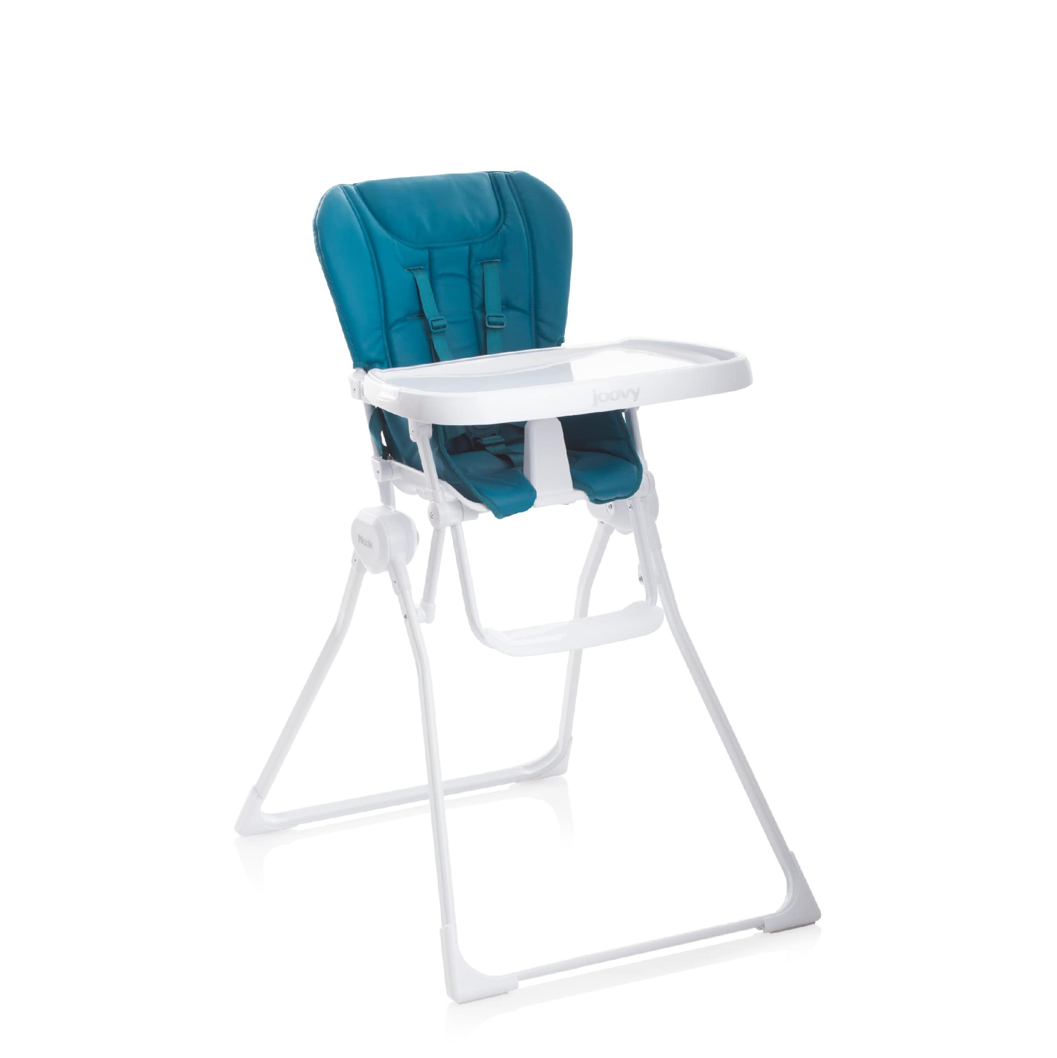 Joovy Nook High Chair - 4-Position Adjustable Baby Feeding Chair with Swing Open Tray & Dishwasher-Safe Insert | Foldable for Compact Storage | Perfect for Home, Restaurant & Travel Use (Turquoise)
