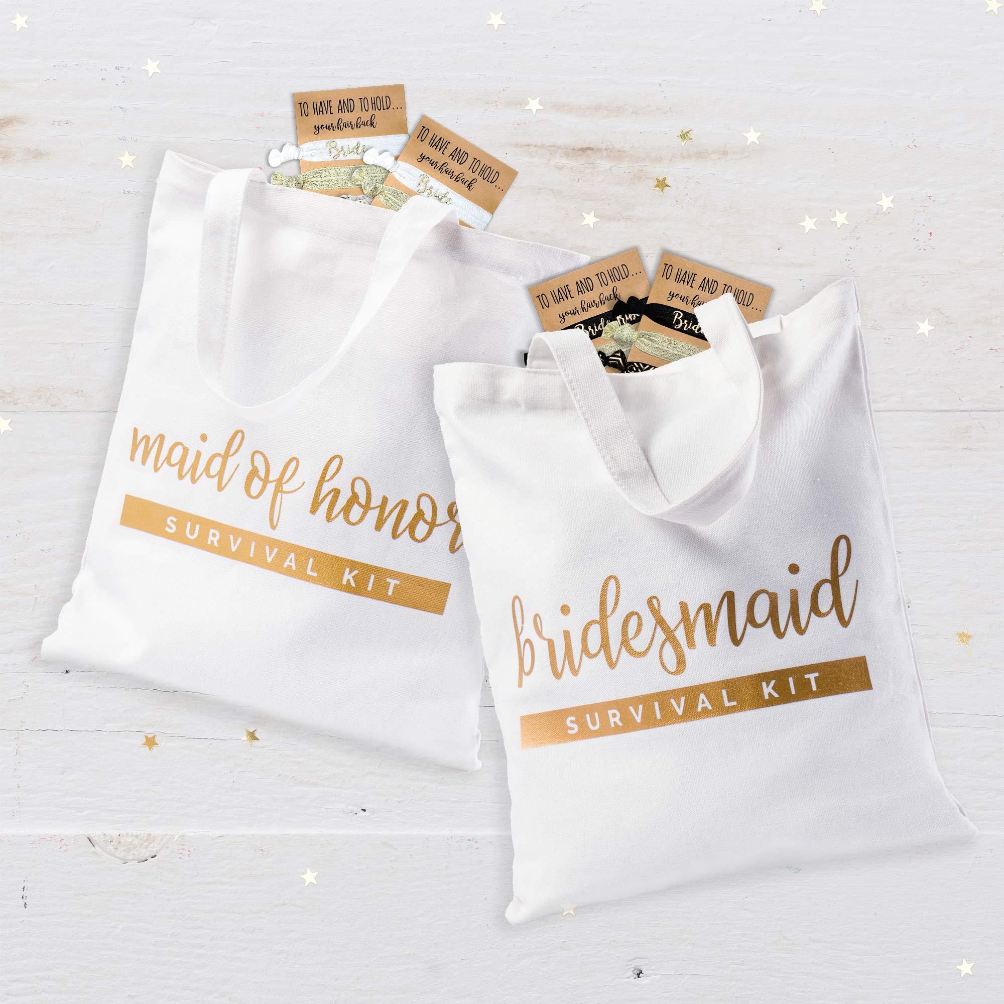 Pop Fizz Designs Bridesmaid Tote Bags - Pack of 6 Wedding Party Gifts for Bridesmaids, Maid of Honor & Bride - Perfect for Bachelorette Parties, Bridal Showers & Wedding Day Essentials