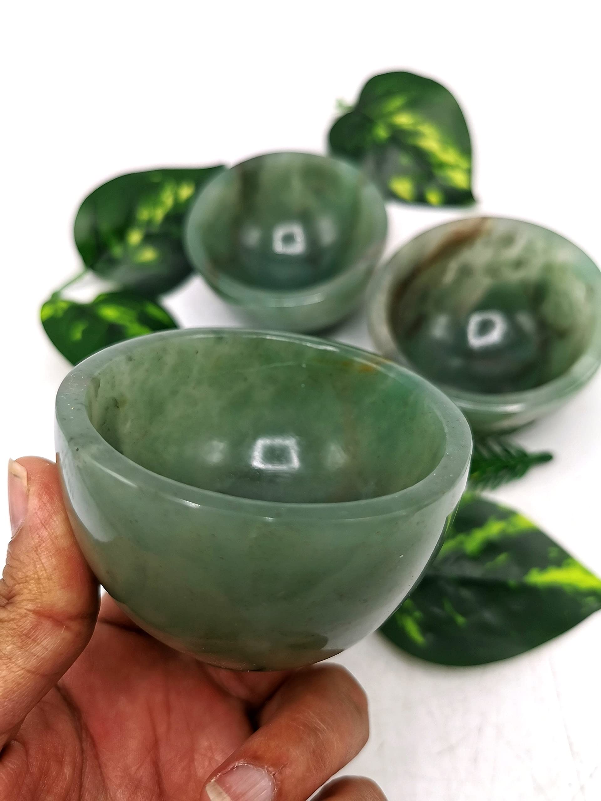 Exquisite Hand-Carved Australian Green Aventurine Bowl - 3 Inch Diameter, 200g (0.44lb) - Perfect for Crystal Healing, Meditation & Home Decor