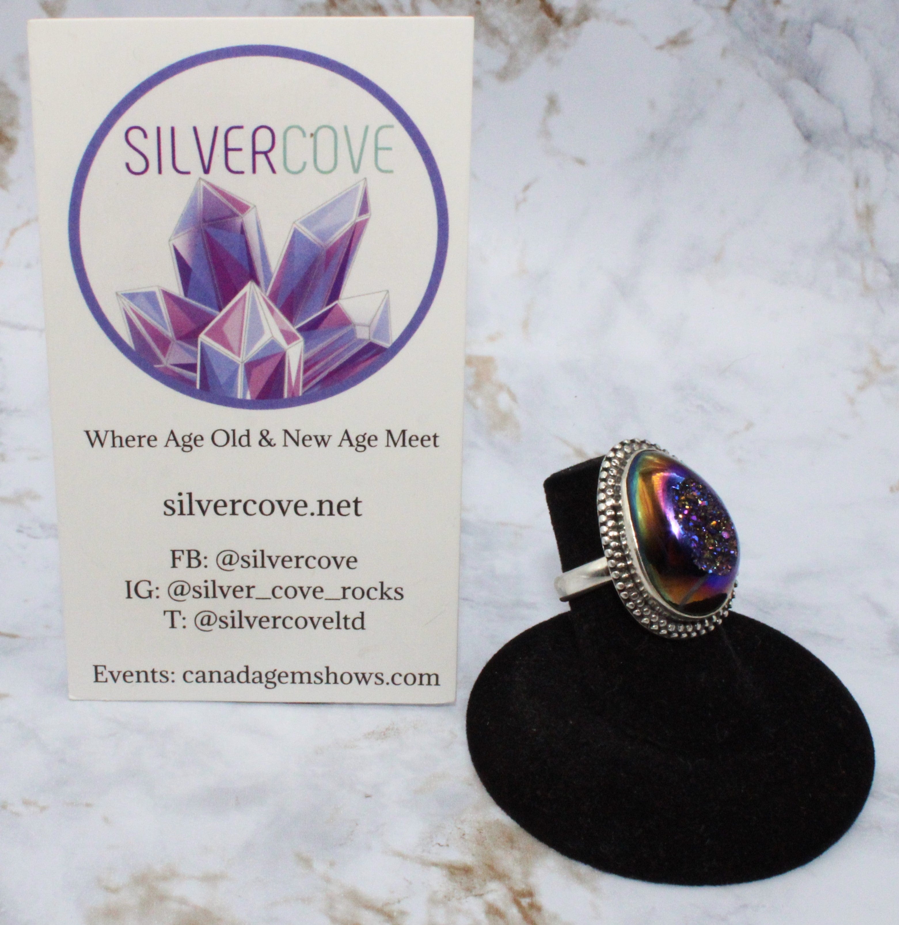 Aura Druzy Ring for Women - Size 5.25 - Elegant Crystal Statement Jewelry for Everyday Wear, Date Night & Special Occasions