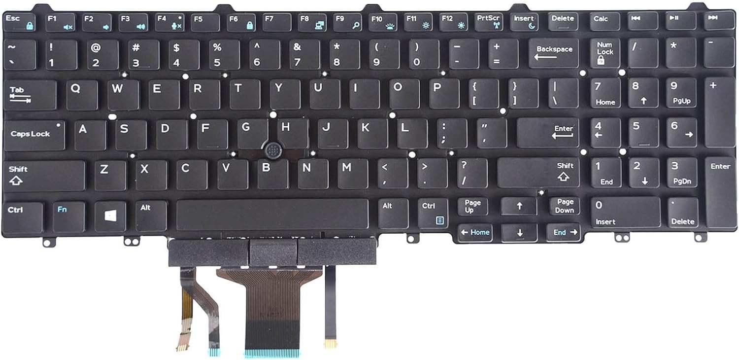 Original Laptop Backlit Keyboard for Dell Latitude 5550 5570 5580 5590 5591 with TrackPoint & Buttons (Part# 383D7 0383D7) - Perfect for Office Work, Business Travel & Nighttime Typing