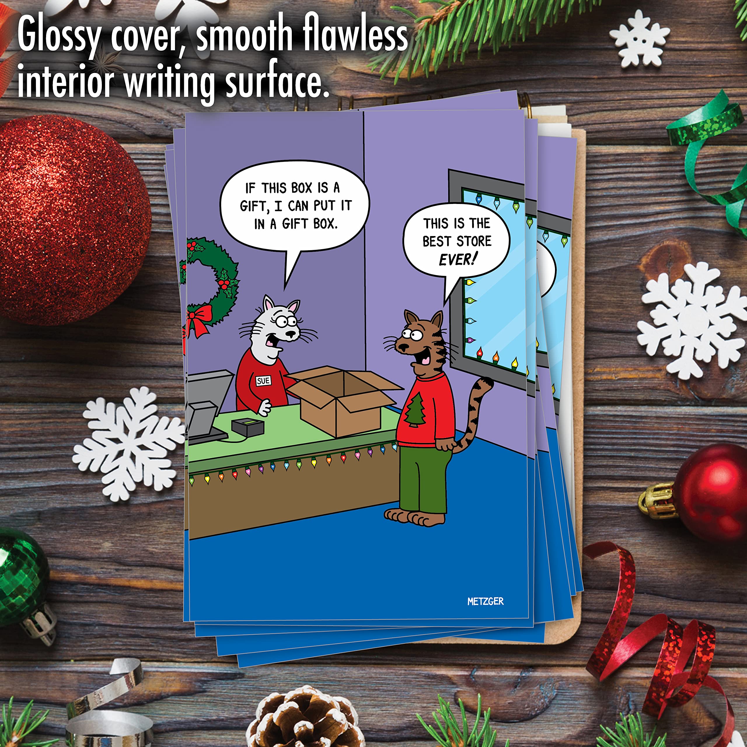 12 Funny Christmas Cards for Adults - Cartoon Holiday Humor Greeting Cards Boxed Set (1 Design, 12 Cards) - Perfect for Office Gifts, White Elephant Parties & Family Celebrations - NobleWorks C9500XSG-B12x1