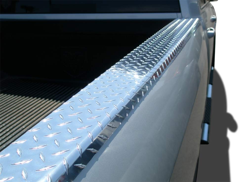 Polished Aluminum Diamond Tread Bed Rail Caps - Compatible with Dodge Short Bed Truck (Set of 2) | Durable Truck Accessories for Hauling & Off-Road Protection