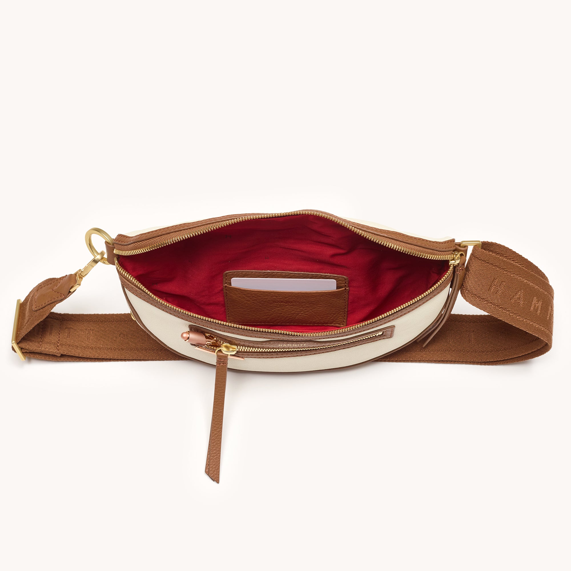 Charles Crossbody Bag for Women | Courtyard Cream & Brushed Gold Leather Medium Shoulder Purse | Perfect for Work, Travel & Everyday Use