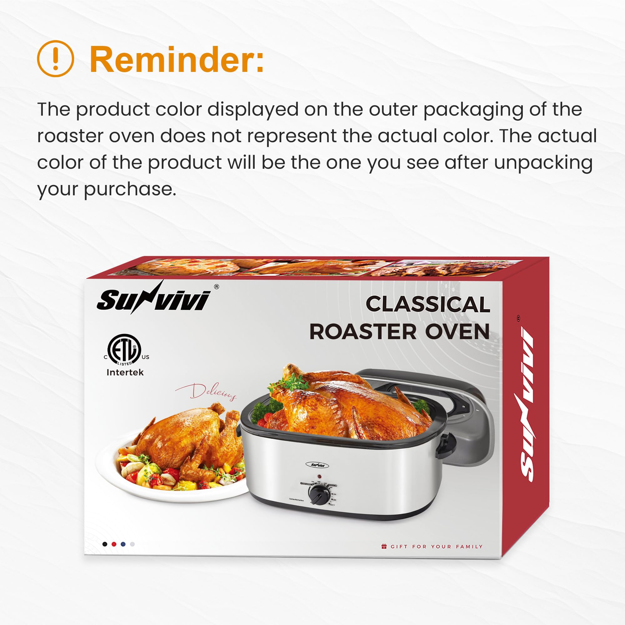 Sunvivi 24 Quart Electric Roaster Oven with Self-Basting Lid - Large Turkey Roaster with Removable Pan & Cool-Touch Handles - Perfect for Thanksgiving, Holiday Cooking, Buffets & Family Gatherings (Black)