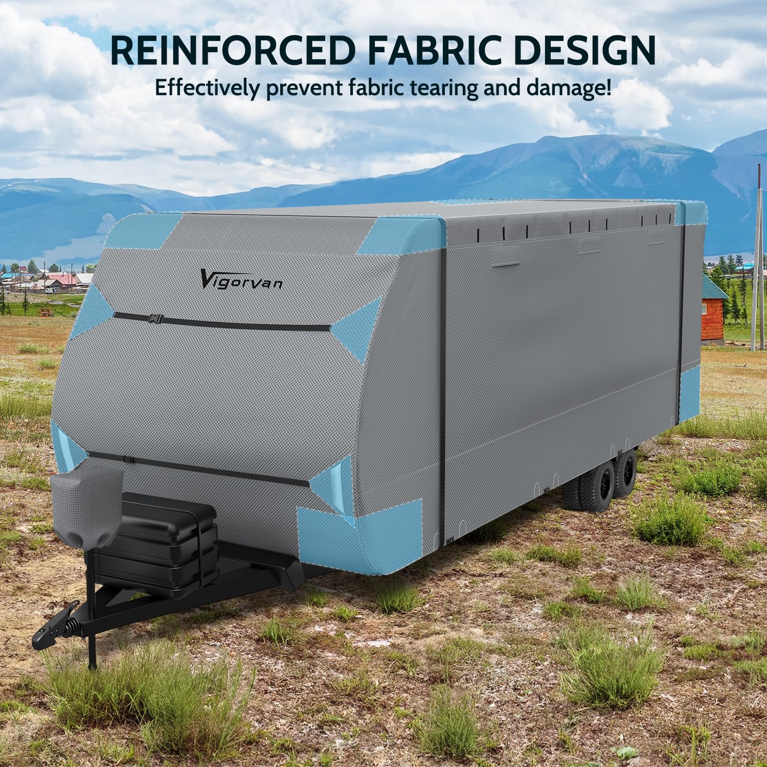 Vigorvan Upgraded 7-Layer RV Cover - Windproof Camper Cover for 24-27FT Travel Trailers & Toy Haulers | Includes Tongue Jack Cover, Extra Windproof Ropes & Gutter Covers | Perfect for Outdoor Storage, Winter Protection & Long-Term RV Shelter