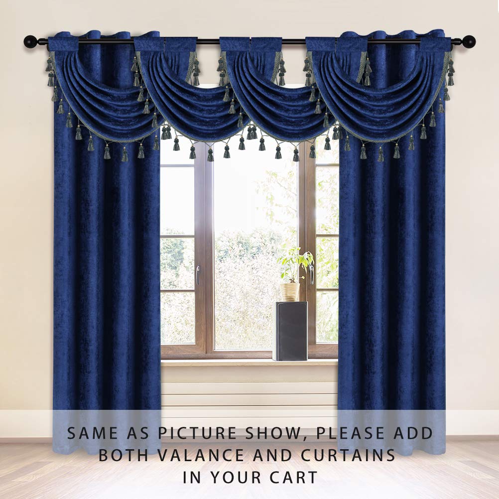 ELKCA Double-Sided Chenille Window Curtains - Royal Blue Blackout Curtains for Living Room & Bedroom - 52