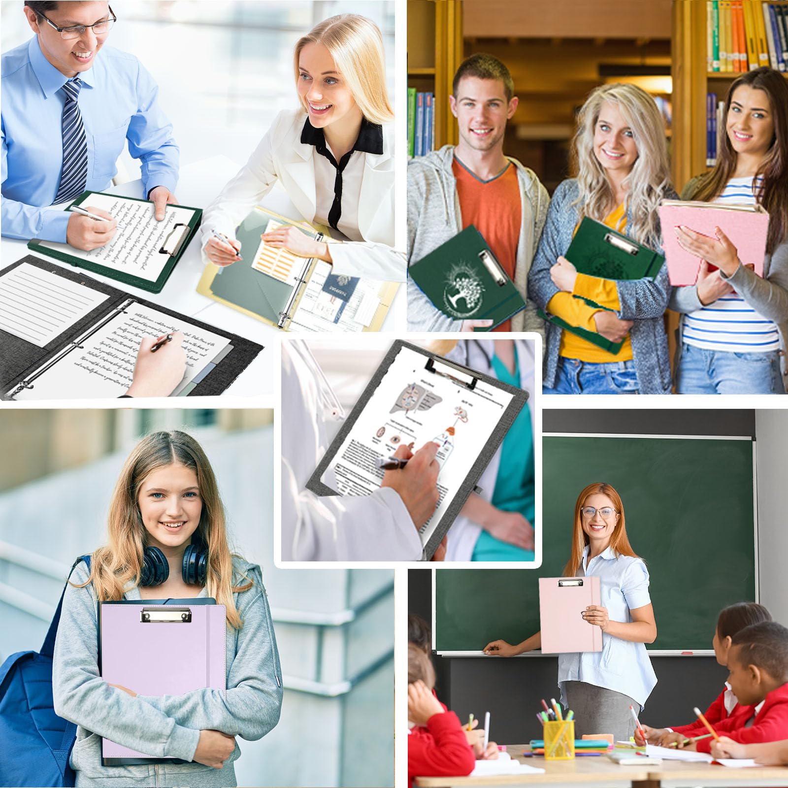 Premium 2 Inch 3-Ring Binder with Clipboard - Linen Leather Organizer for Letter Size Paper, Includes 5 Tab Dividers, Transparent Folder, File Labels, Pen Loop & Elastic Strap (Dark Grey) - Perfect for Office, School, Business Meetings & Document Organization