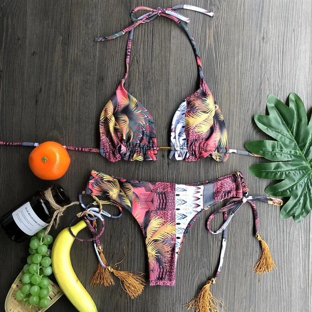 **10 Colors Sexy Push Up Bikini Set for Women - Halter Brazilian Thong Swimsuit Beachwear - Perfect for Pool, Beach, Vacation & Summer Outfits**
