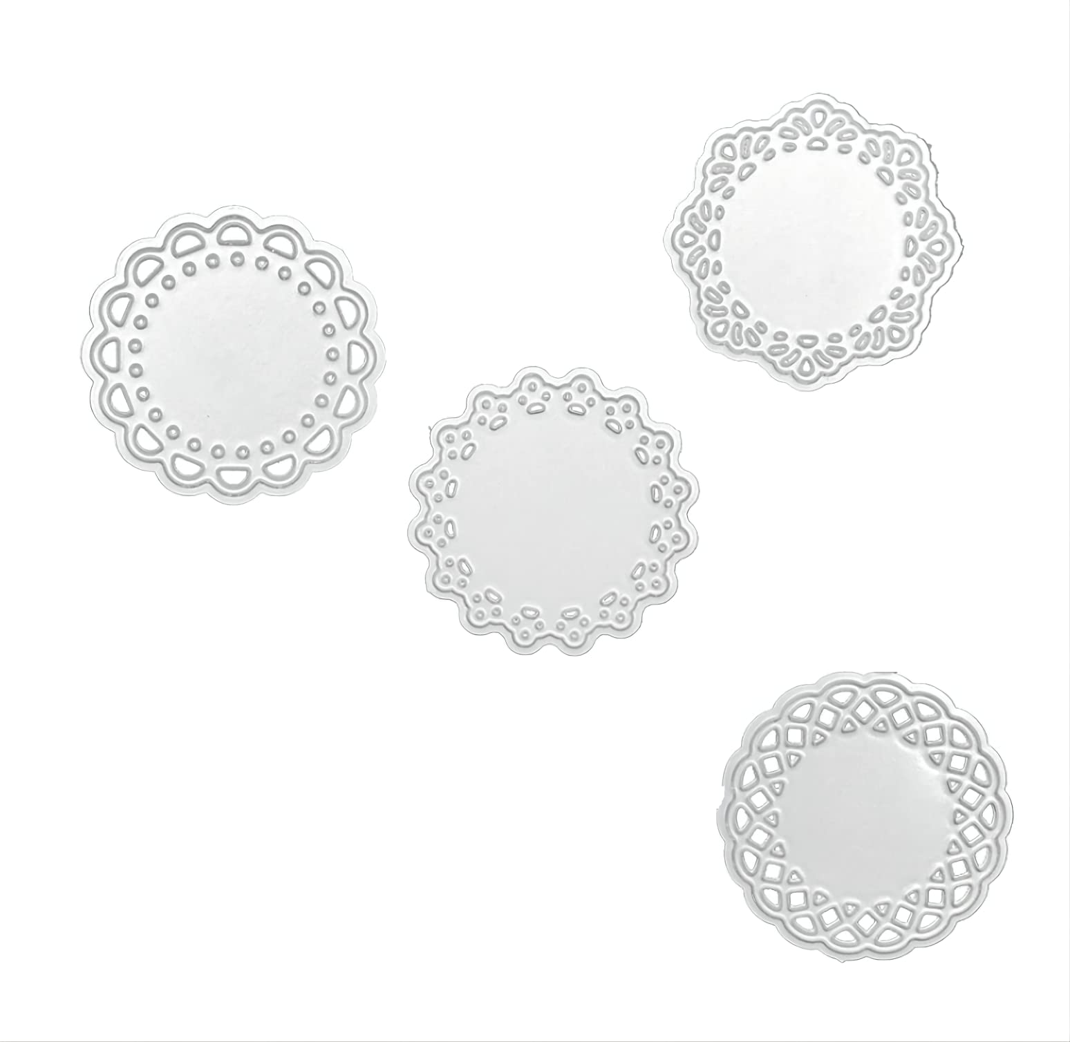 Premium Metal Die Cuts Set - 4 Unique Round Lace Flower Border Patterns for Scrapbooking, Card Making & Photo Albums | Embossing Paper Dies & Cutting Stencils | Perfect for DIY Crafts, Wedding Invitations & Home Decor Projects