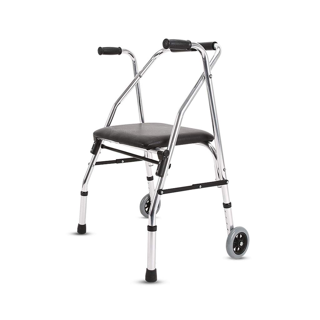 **Foldable Adjustable Height Walker with Seat & Wheels - Lightweight Mobility Aid for Elderly & Seniors - Ideal for Indoor & Outdoor Use, Travel, and Post-Surgery Recovery**