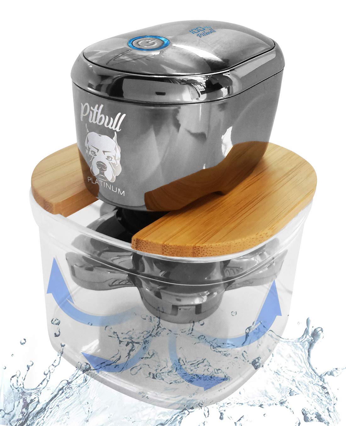 FitSand Bamboo Shaver Rinse Stand - Compatible with Skull Shaver Pitbull Platinum PRO, Electric Pitbull, Palm, Butterfly Kiss, Butterfly Pro & Bald Eagle Shavers - Perfect for Bathroom Countertop Organization & Electric Razor Maintenance