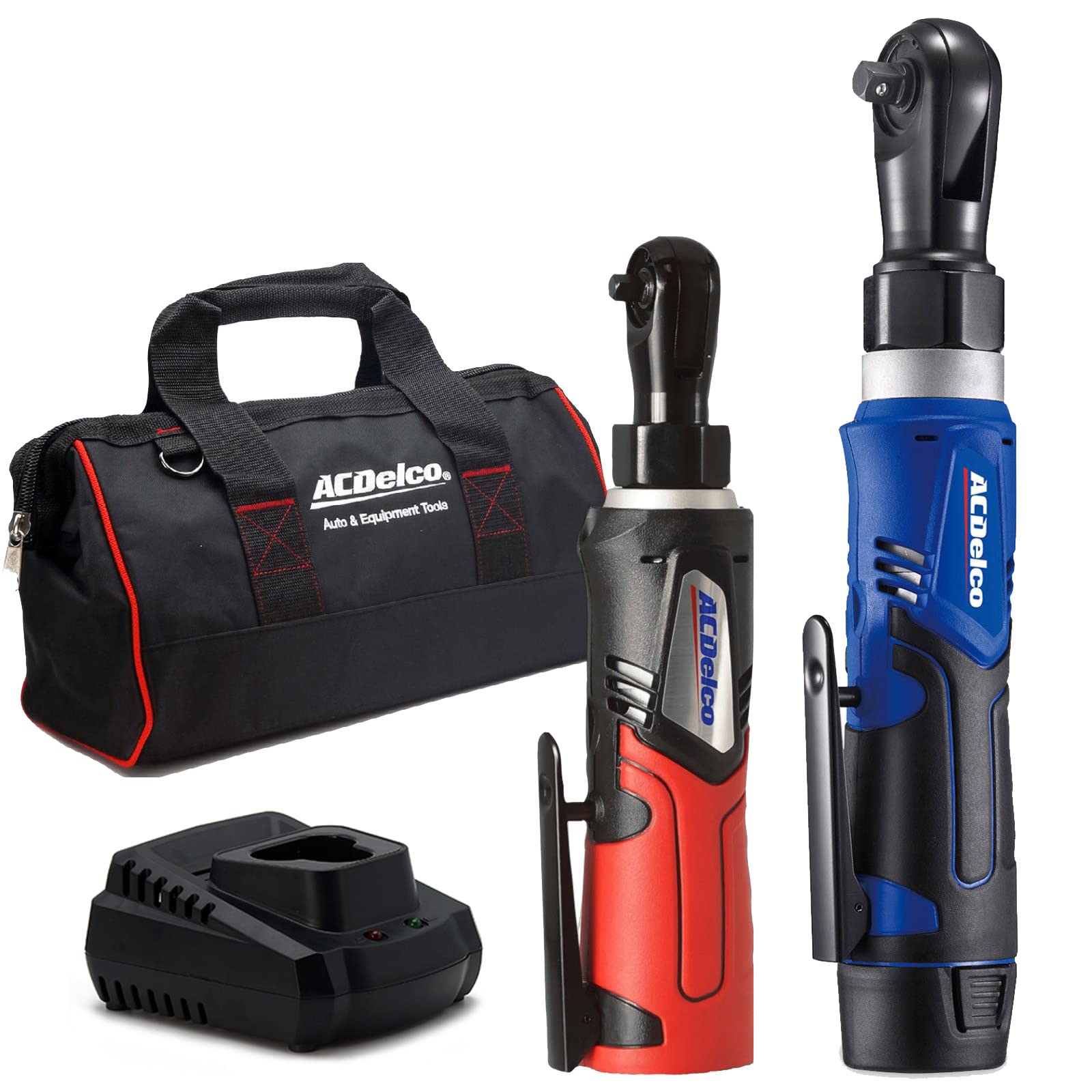 ACDelco ARW1209-K9 G12 Series 12V Lithium-Ion Cordless Ratchet Wrench Set - 1/4” & 3/8” Drive Combo Tool Kit with Charger & Canvas Storage Bag - Perfect for Automotive Repair, DIY Projects & Tight Space Maintenance