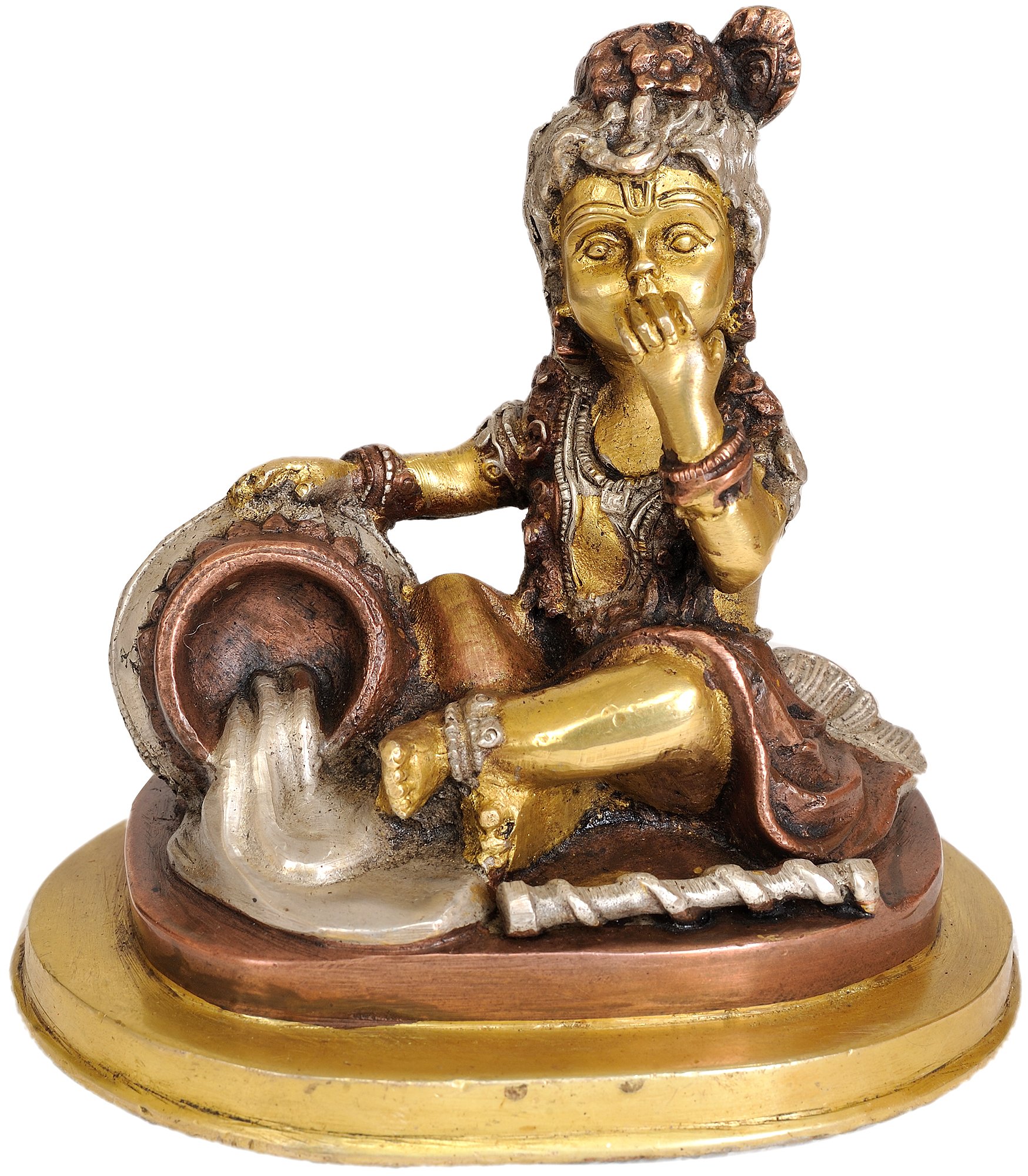 Baby Krishna - The Butter Thief - Handcrafted Brass Statue for Home Decor | Hindu God Krishna Statue for Pooja Room, Office Desk & Spiritual Gifts