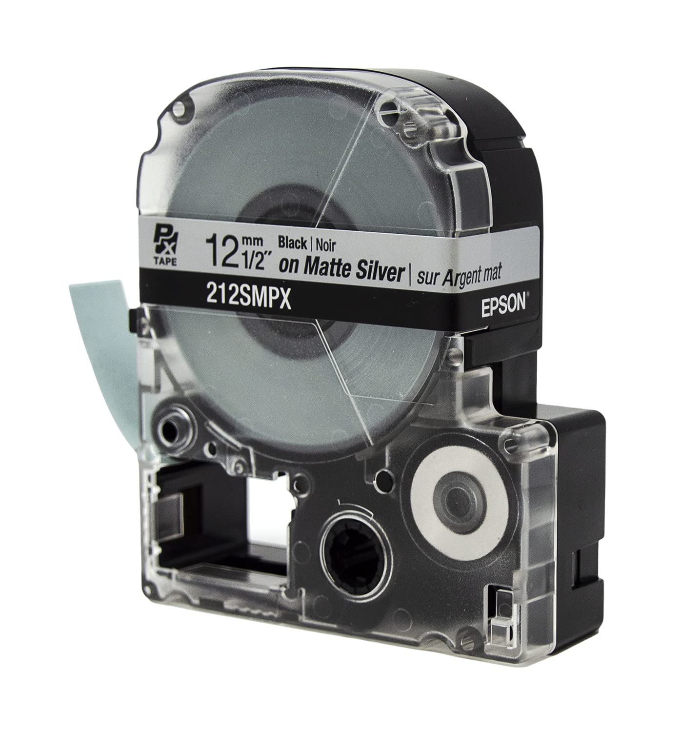 LABELWORKS 212SMPX PET (Polyester) Tape Cartridge - Black on Silver Matte Label Maker Tape - 1/2