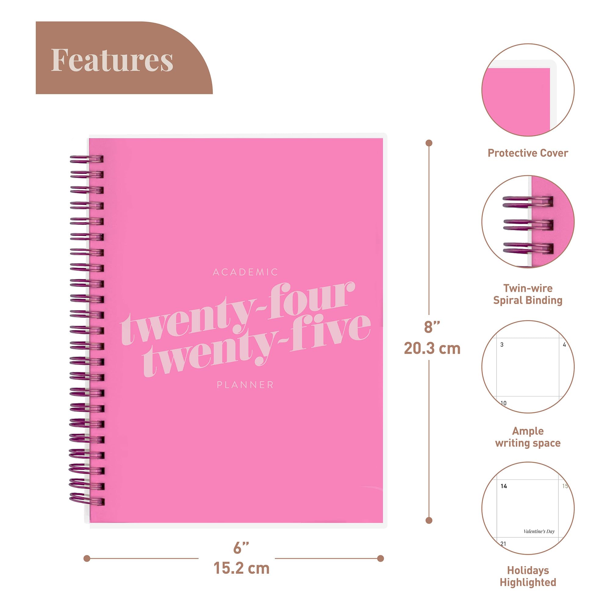 2024-2025 Riley's Academic Planner - 18-Month Weekly & Monthly Organizer with Durable Cover, Notes Pages & Twin-Wire Binding (8.3