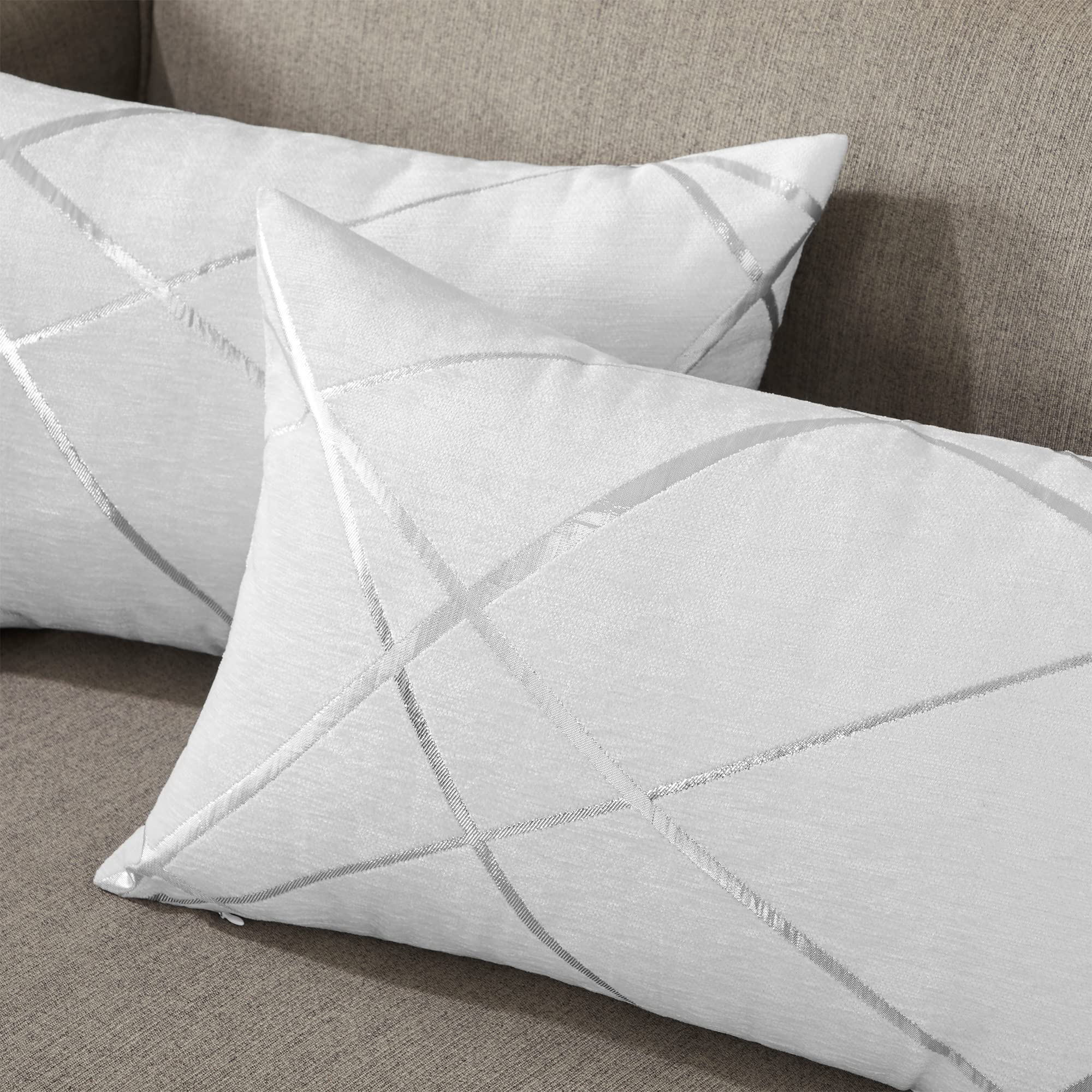 GIGIZAZA Decorative Lumbar Throw Pillow Covers 12x20 Inches - 2 Pack Luxury Square White Sofa Cushion Covers for Living Room, Bedroom & Home Decor