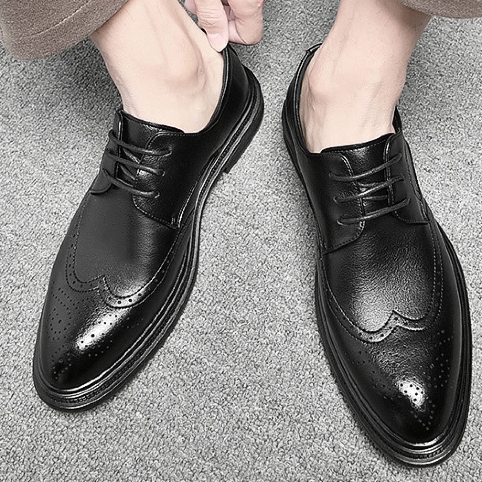 Men's Casual Brogue Oxford Shoes - Comfortable PU Leather Lace-Up Dress Shoes for Walking & Outdoor Activities - Perfect for Office, Business & Daily Wear