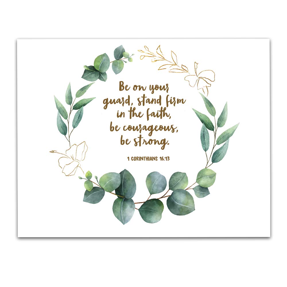 TJ Originals 1 Corinthians 16:13-14 Bible Verse Wall Art - Christian Scripture Home Decor - 11x14 Inspirational Print - Perfect Gift for Family, Friends & Women (Hibiscus Wreath) - Ideal for Living Room, Bedroom & Church Decor
