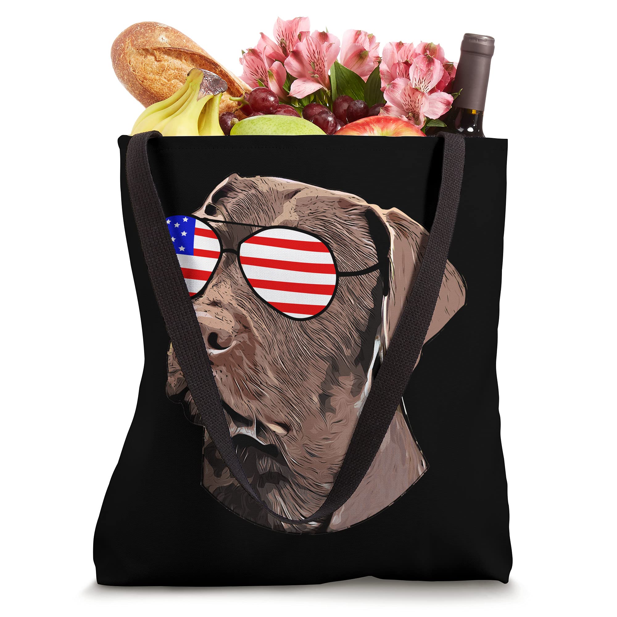 American Flag Sunglasses for Dogs - Chocolate Lab Gifts for Dog Lovers with Matching Tote Bag | Perfect for Patriotic Events, Beach Outings & Dog Park Adventures