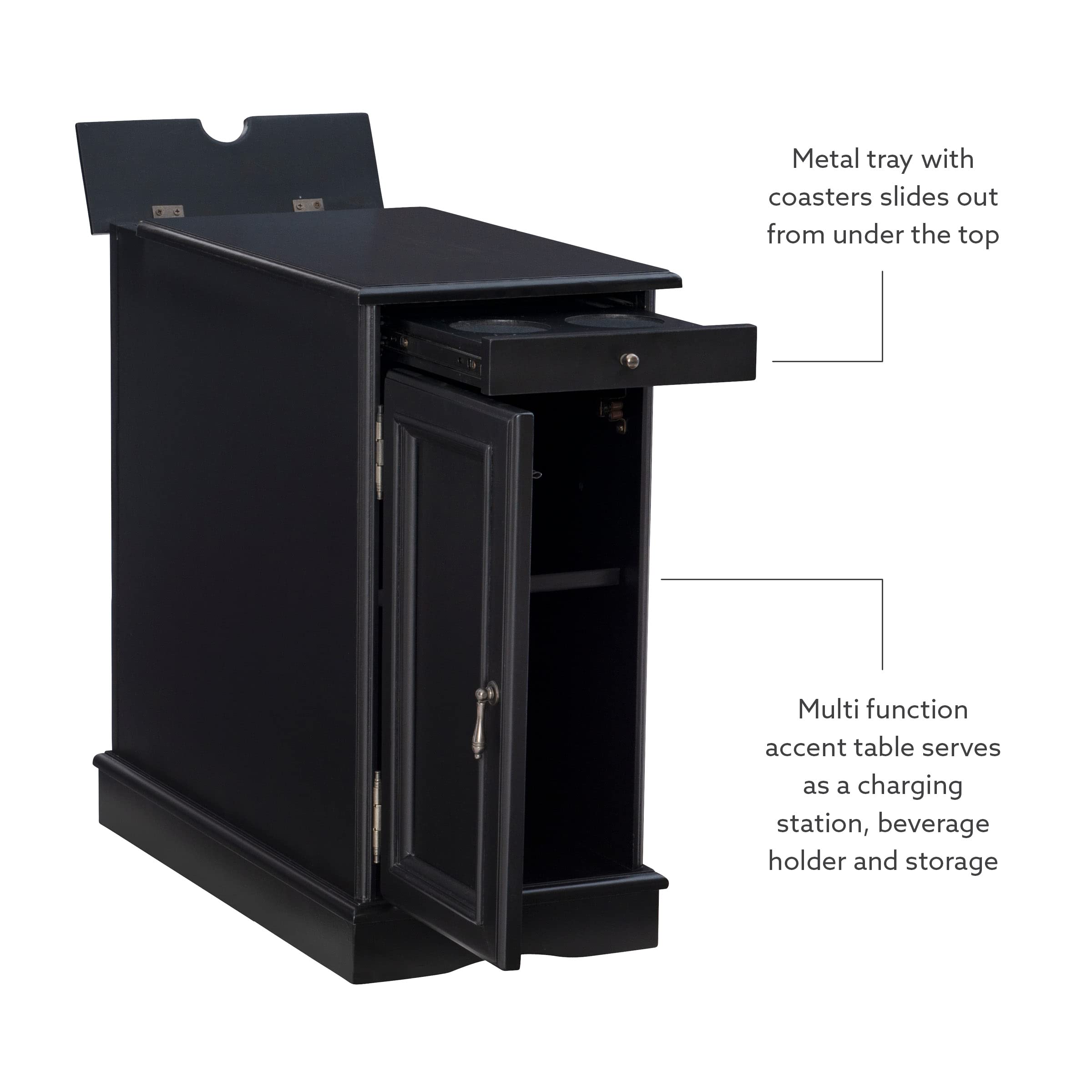 Powell Furniture Barron Small Black Accent Table - Modern Side Table for Living Room, Bedroom, or Office Decor