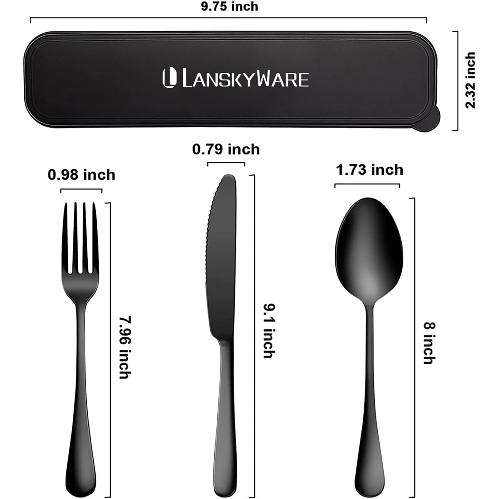 Premium 18/8 Stainless Steel Travel Utensil Set - 3-Piece Knife, Fork & Spoon Cutlery Kit with Carrying Case | Reusable Eco-Friendly Silverware for Camping, Office Lunch, School Meals & Outdoor Adventures