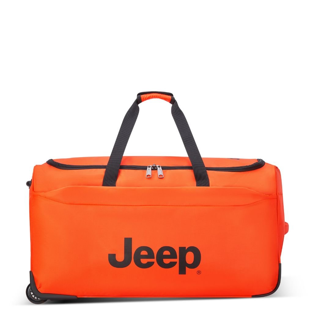 Jeep 73cm Duel Wheel Lightweight Medium Duffle Bag - Orange | Water-Resistant Travel Duffel for Gym, Sports, Camping & Weekend Getaways