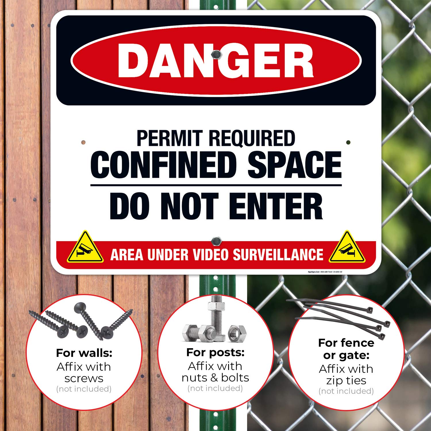 Danger Permit Required Confined Space Do Not Enter Sign - OSHA Compliant 24x30 Inches Rust-Free .063 Aluminum Safety Sign - Fade Resistant for Indoor/Outdoor Use - Made in USA - Perfect for Construction Sites, Warehouses & Industrial Facilities